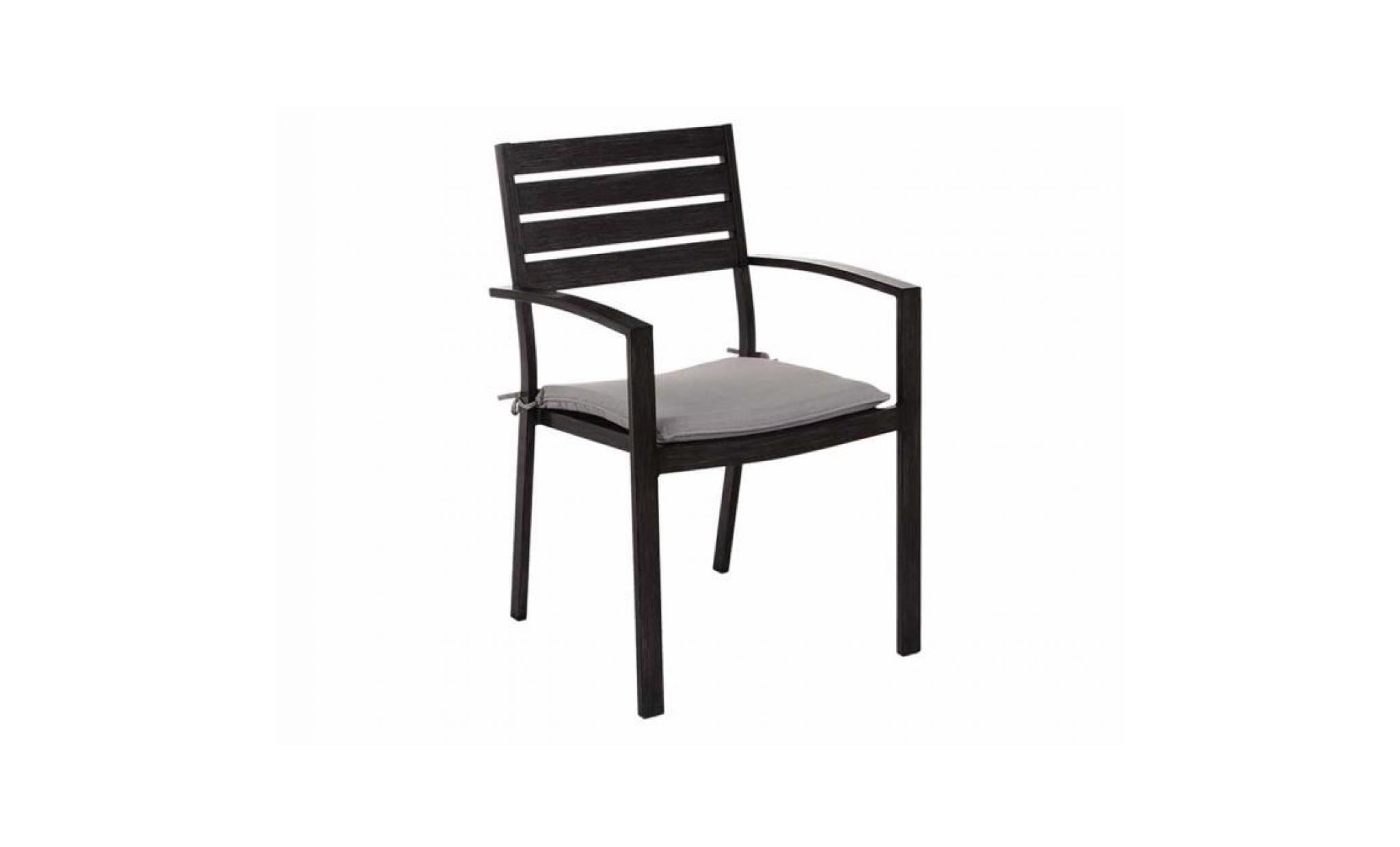 fauteuil de jardin en métal effet bois figari noir   hespéride