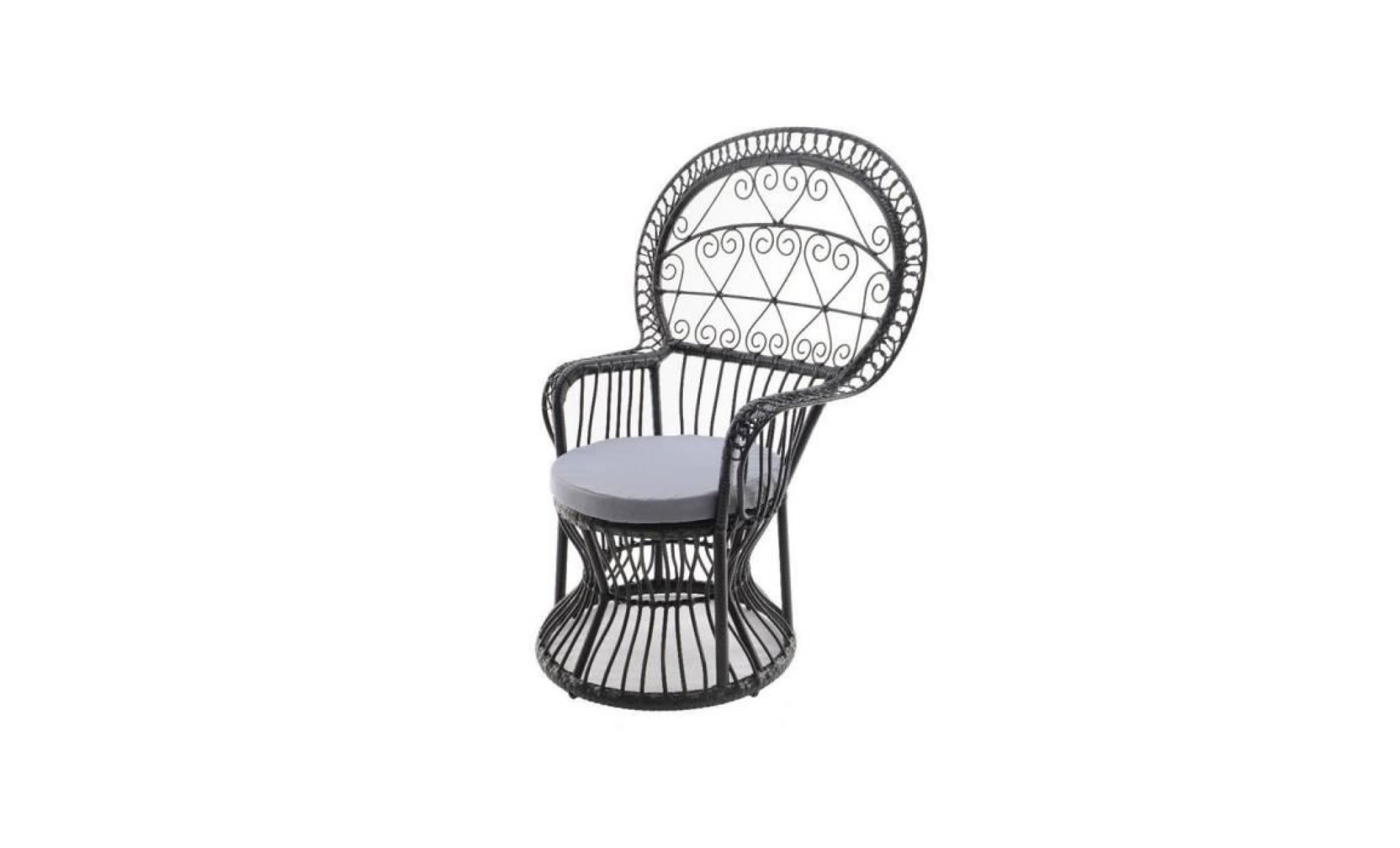 fauteuil de jardin en osier noir coussin emmanuelle