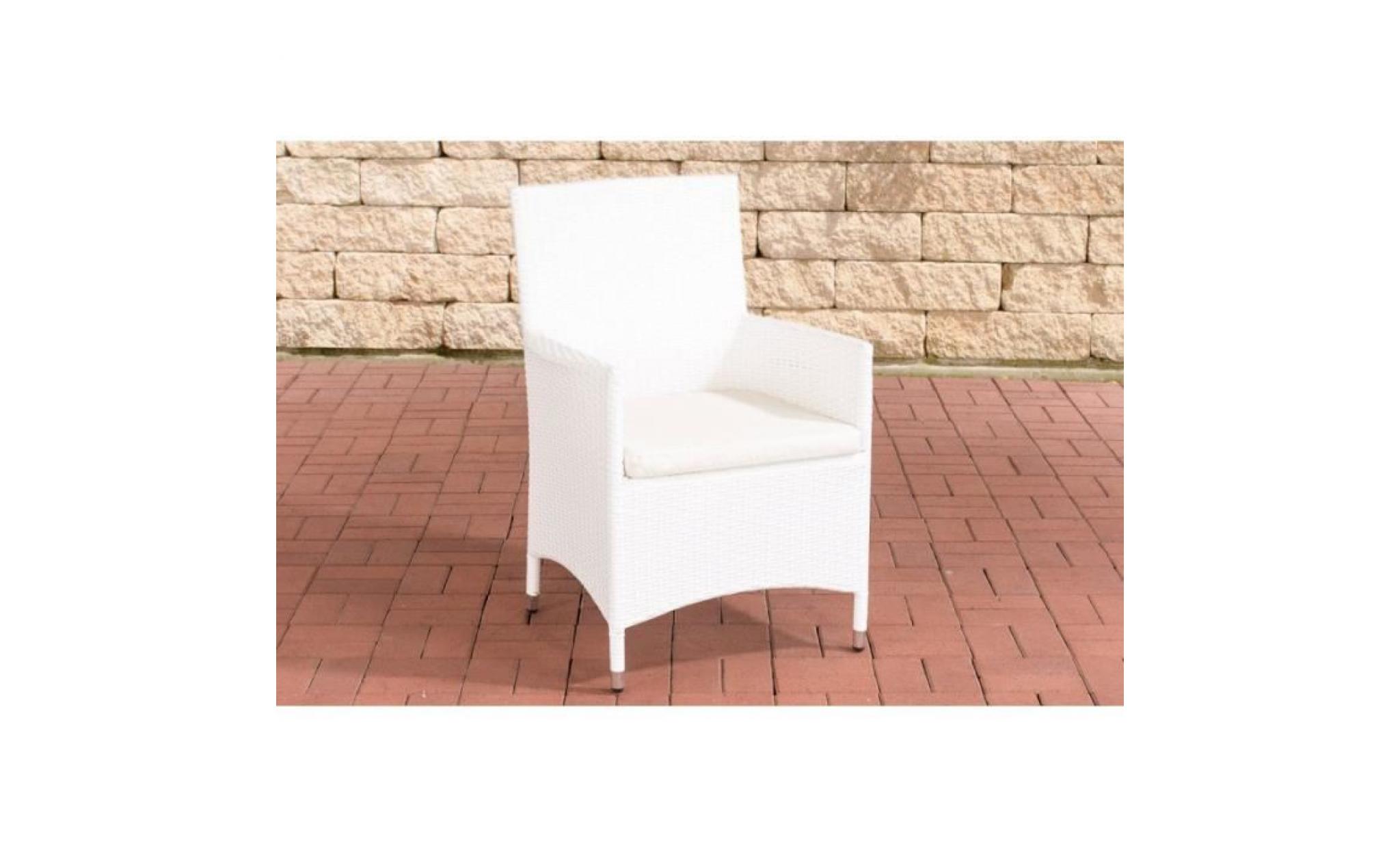 fauteuil de jardin en polyrotin blanc avec coussin mdj10058