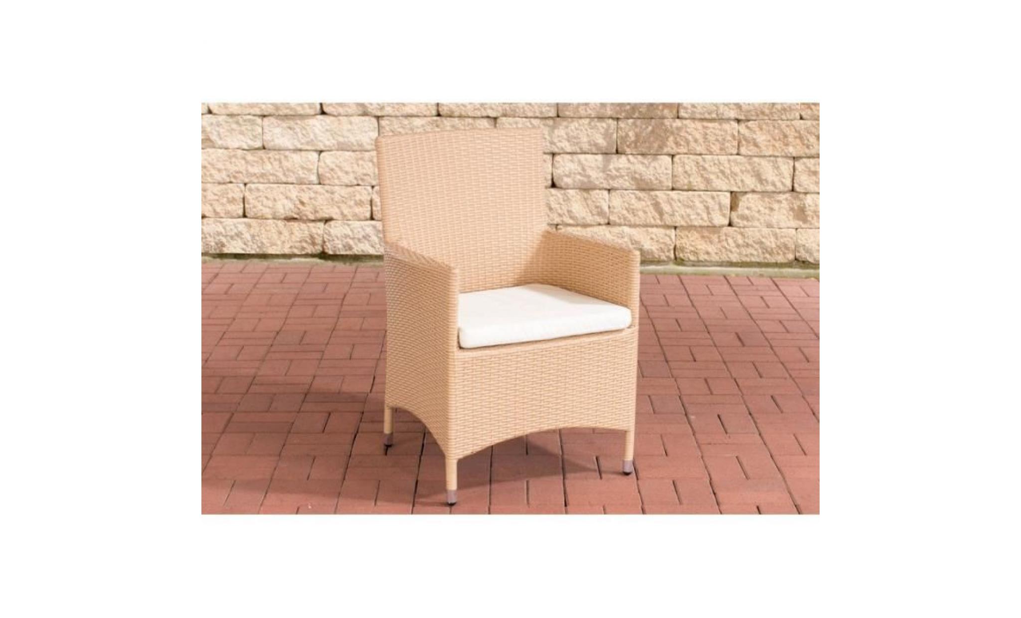 fauteuil de jardin en polyrotin marron clair avec coussin mdj10059