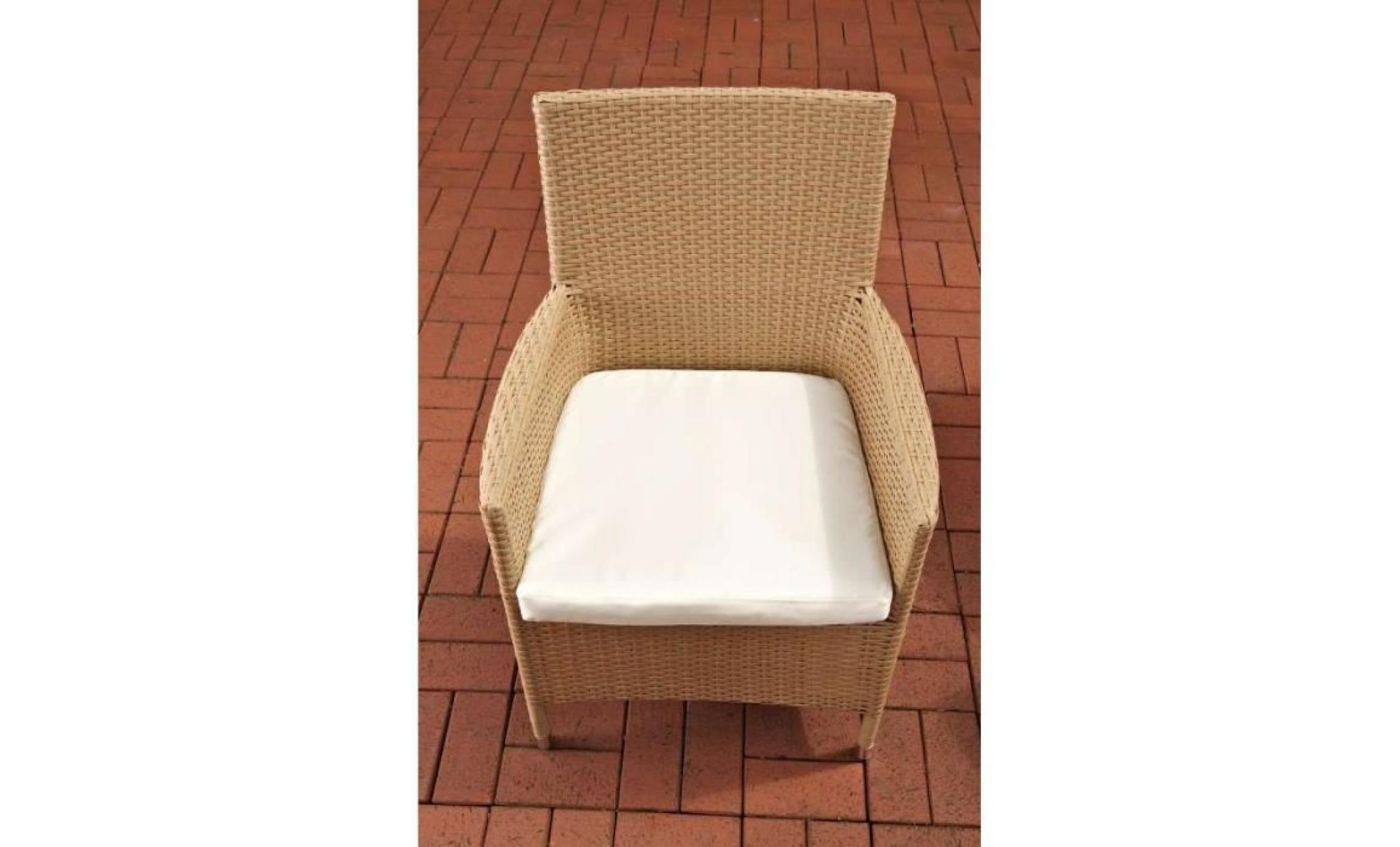 fauteuil de jardin en polyrotin marron clair avec coussin mdj10059 pas cher