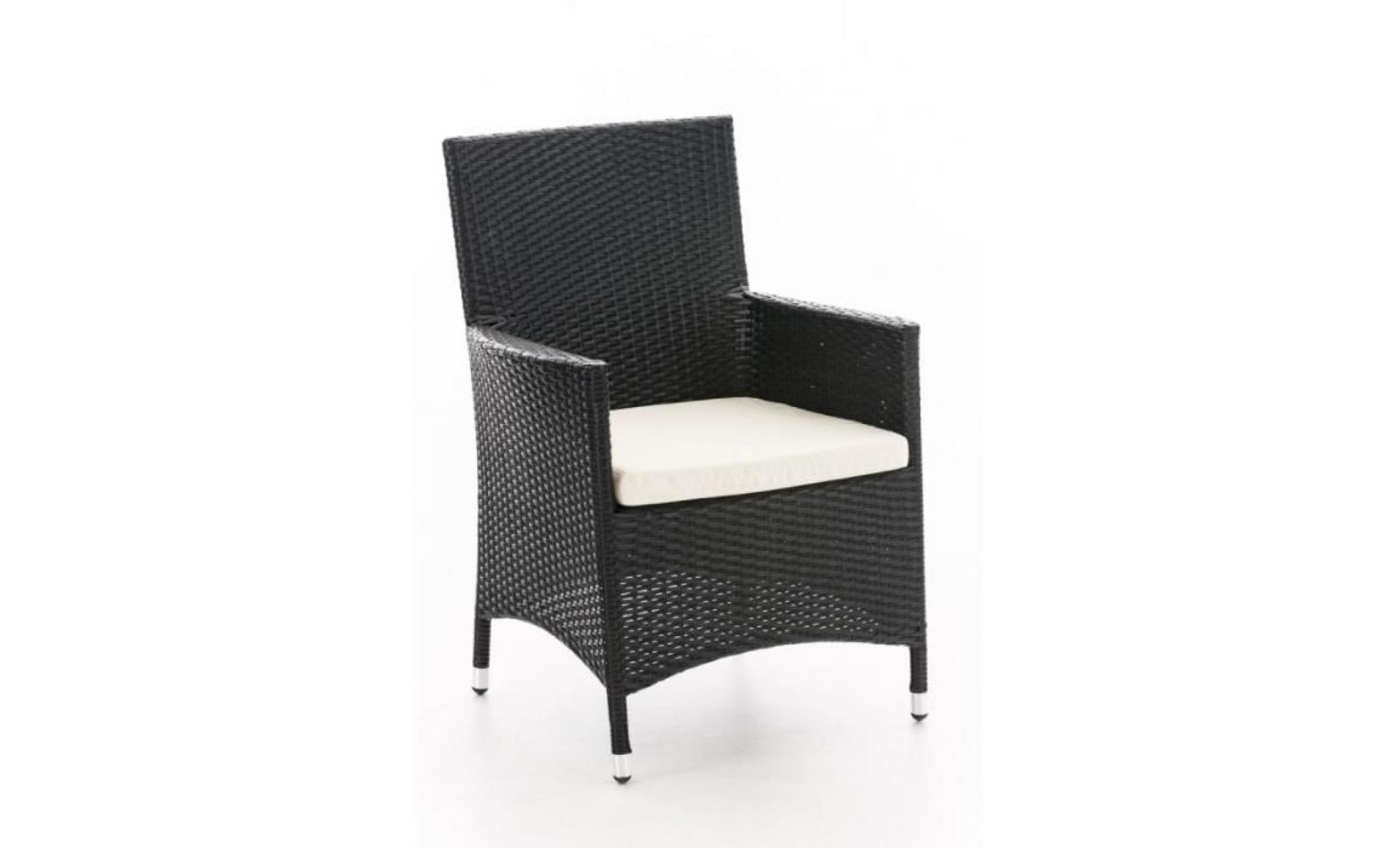fauteuil de jardin en polyrotin noir avec coussin mdj10057