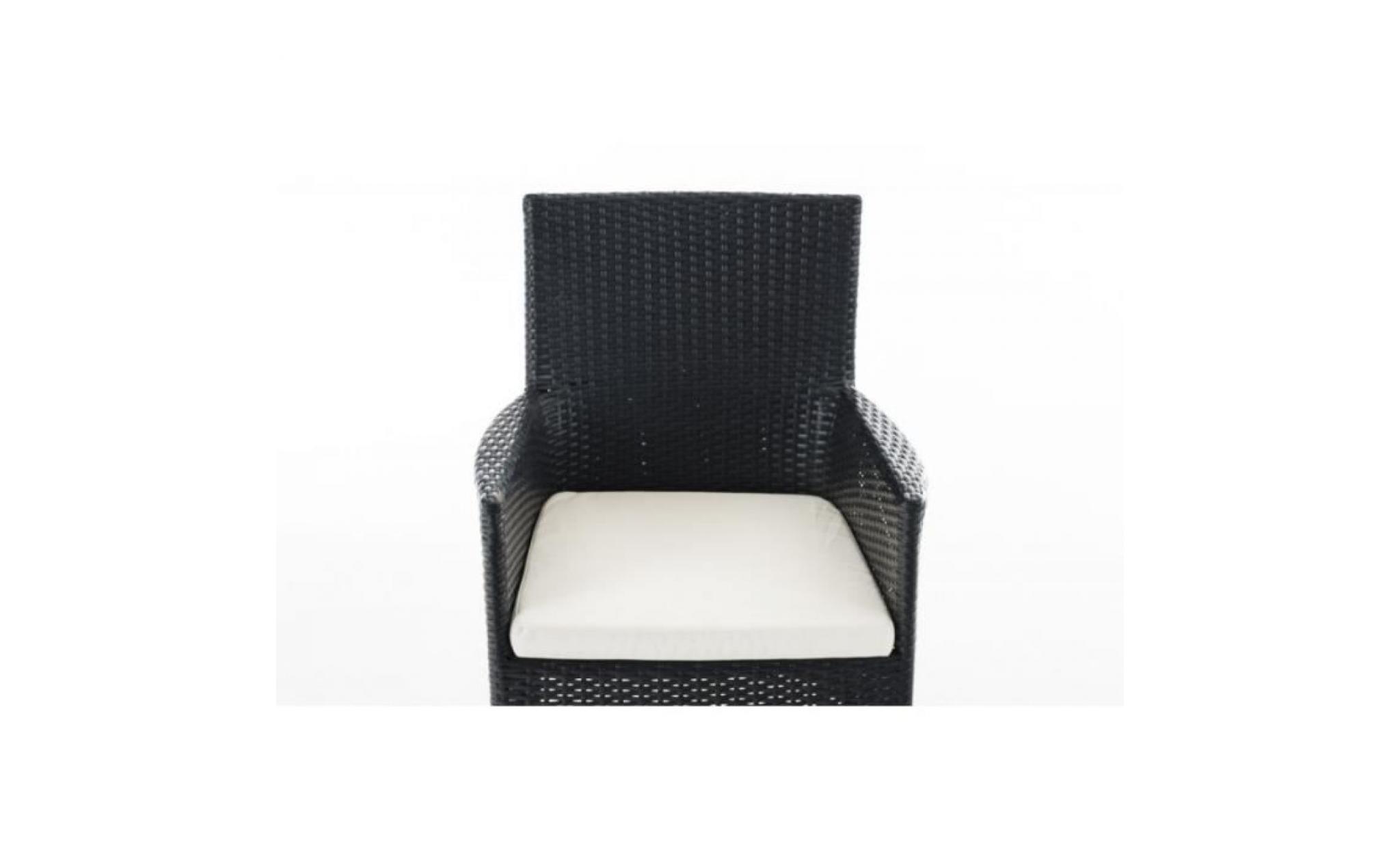 fauteuil de jardin en polyrotin noir avec coussin mdj10057 pas cher