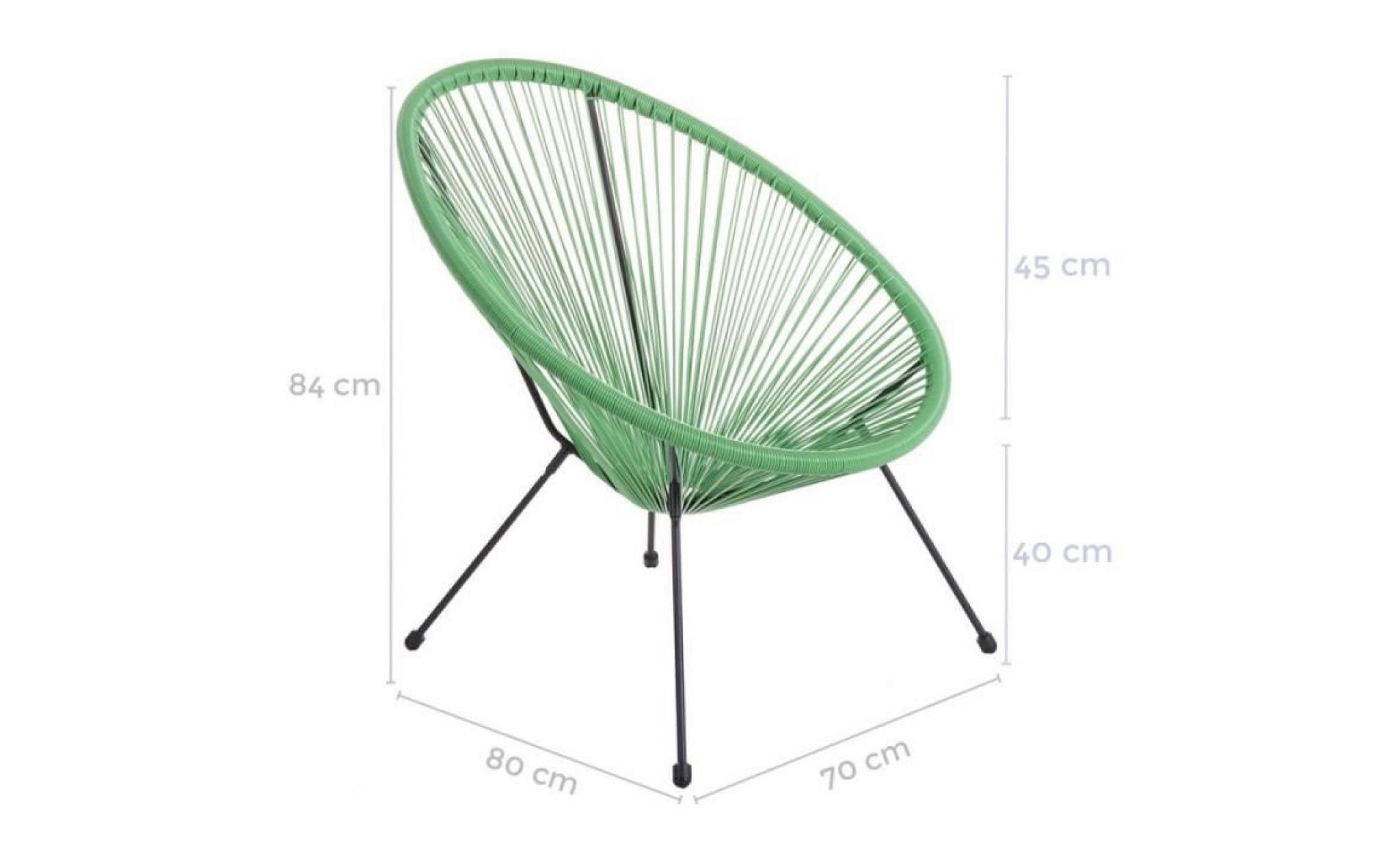 fauteuil de jardin en résine tressée vert alava   l 70 x l 80 x h 84 pas cher