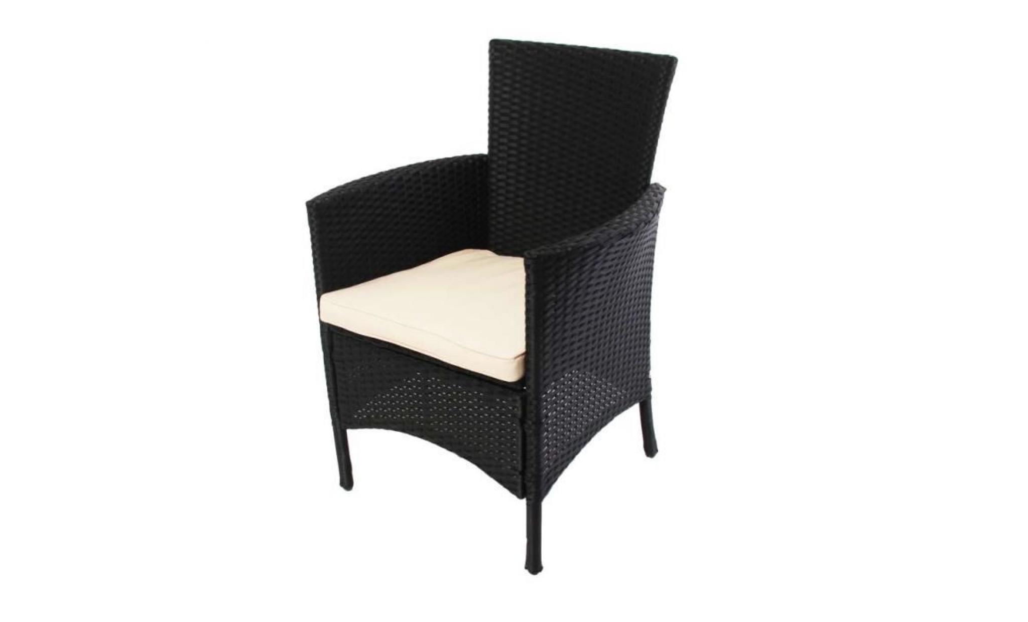 fauteuil de jardin romv, avec coussin, poly rotin, noir