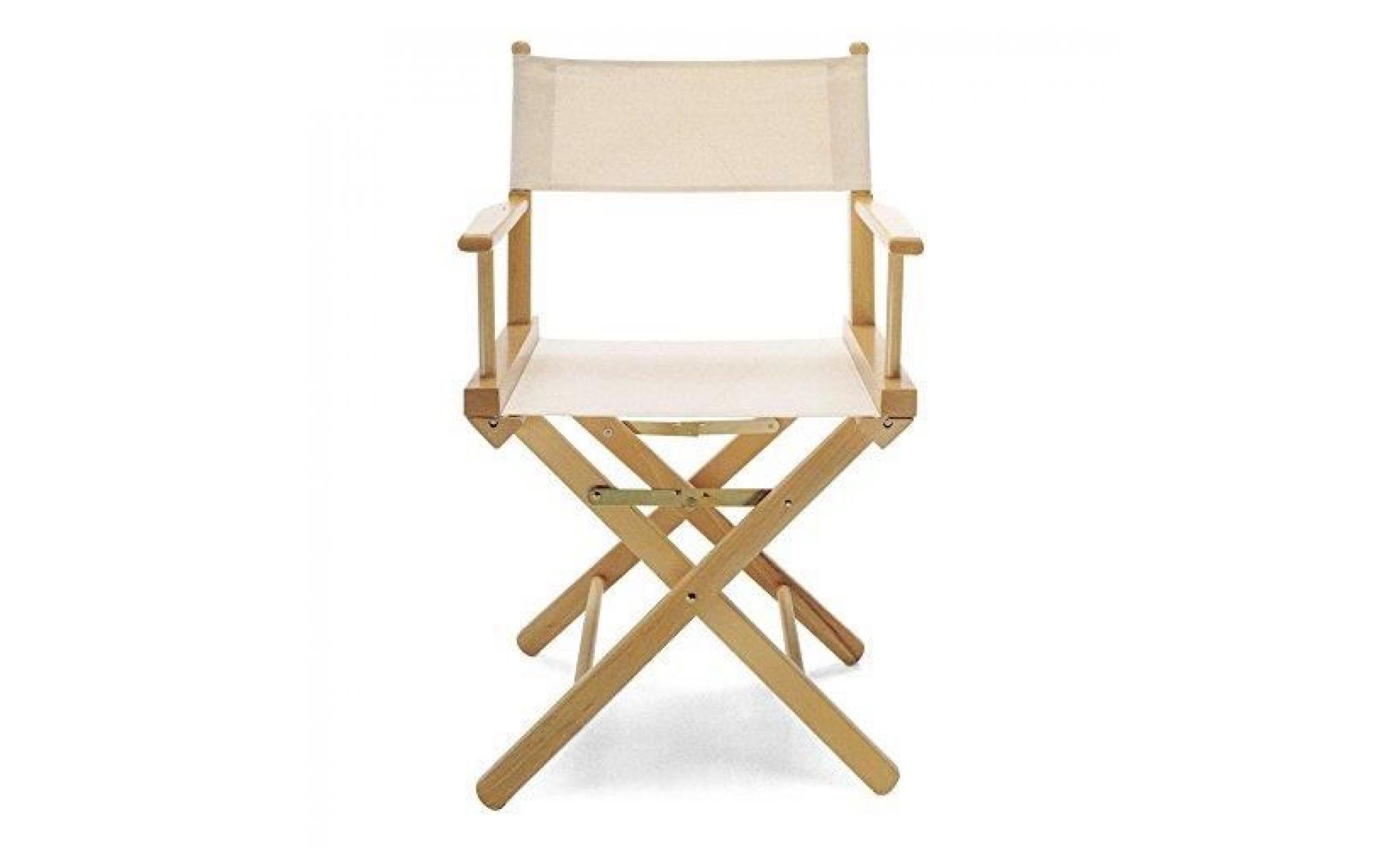 fauteuil de metteur en scène pliable en bois naturel et tissu ecrù   regista p