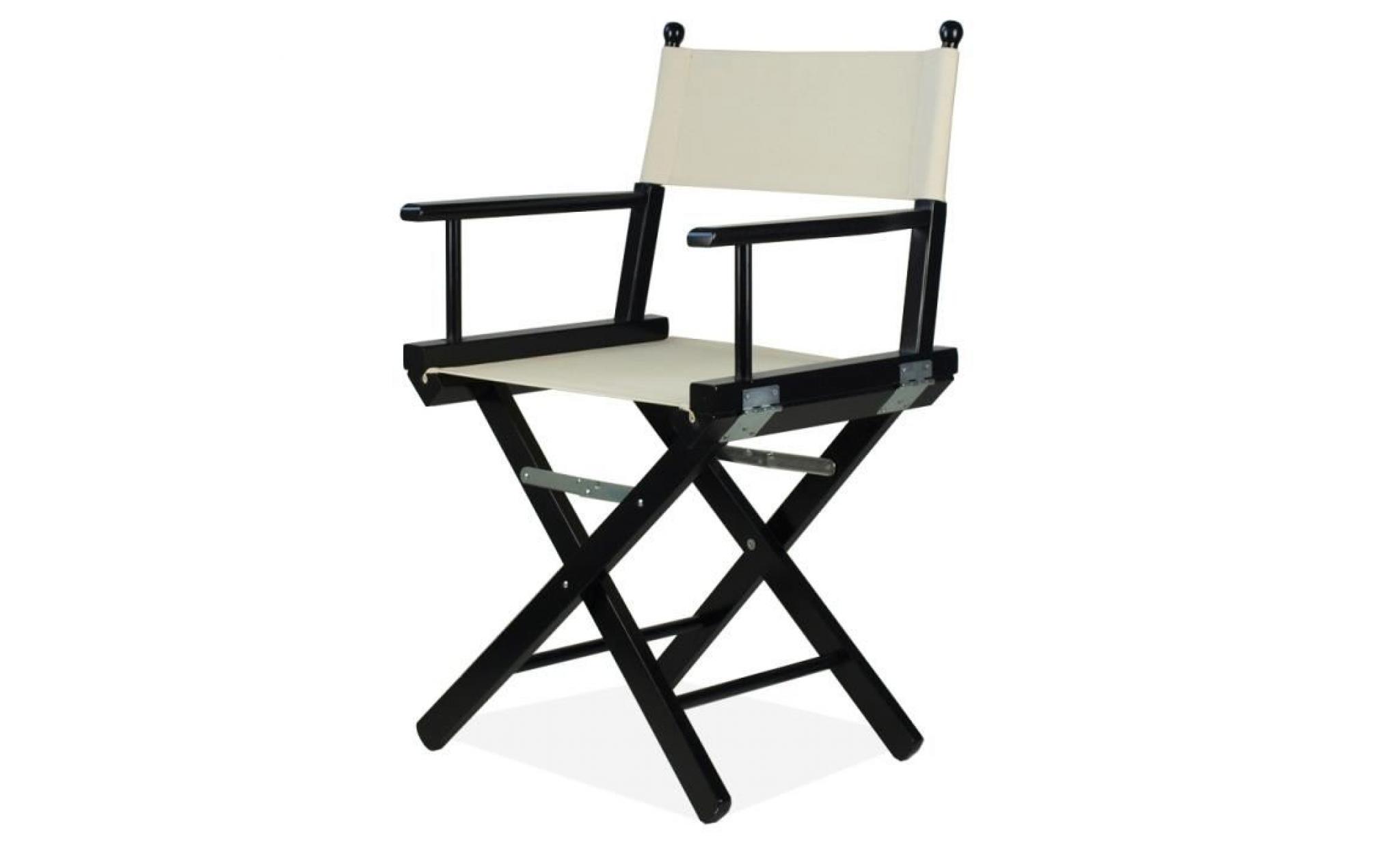 fauteuil de metteur en scène pliable en bois noir et tissu ecrù   regista p