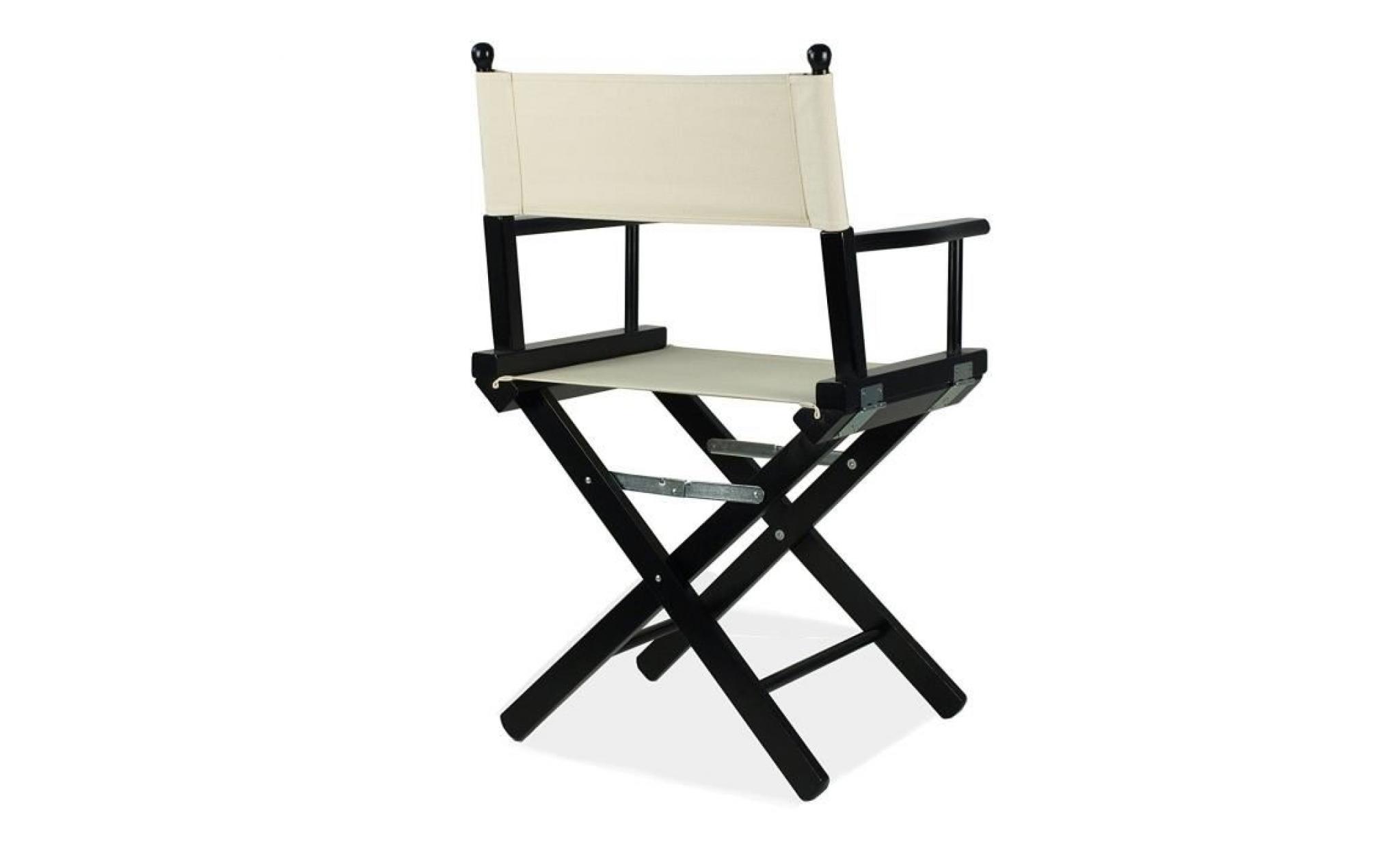 fauteuil de metteur en scène pliable en bois noir et tissu ecrù   regista p pas cher