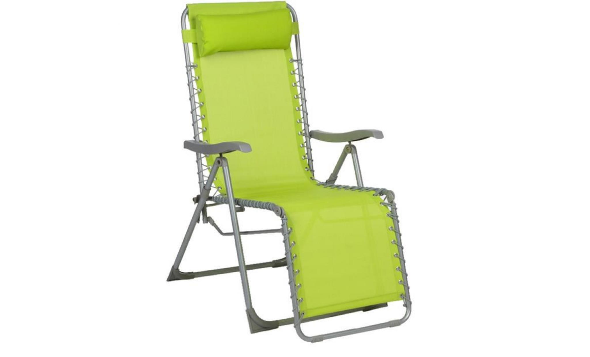 fauteuil de relaxation coloris granny en texaline et acier   dim : l 93 x p 64 x h 110 cm