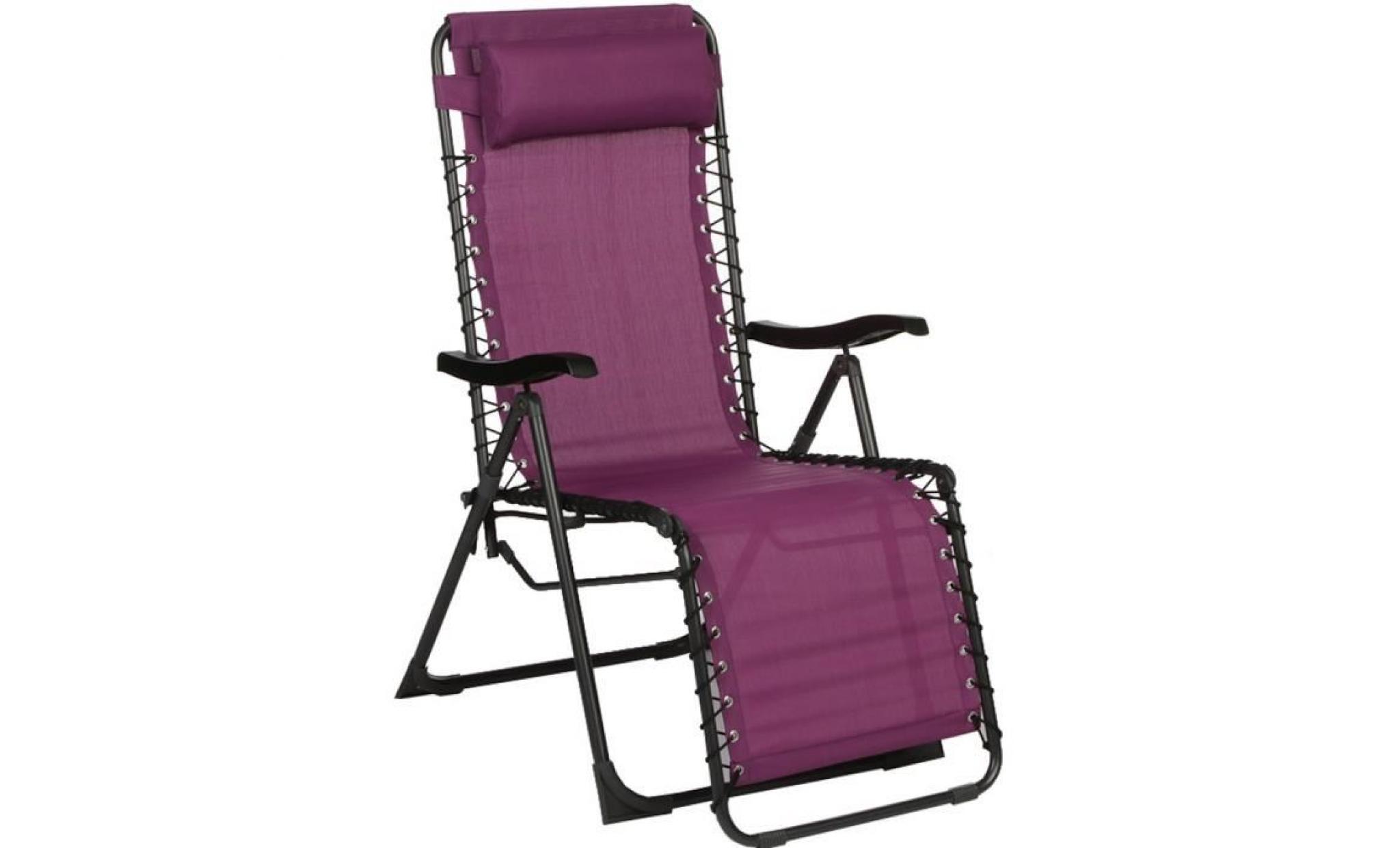 fauteuil de relaxation coloris prune en texaline et acier   dim : l 93 x p 64 x h 110 cm