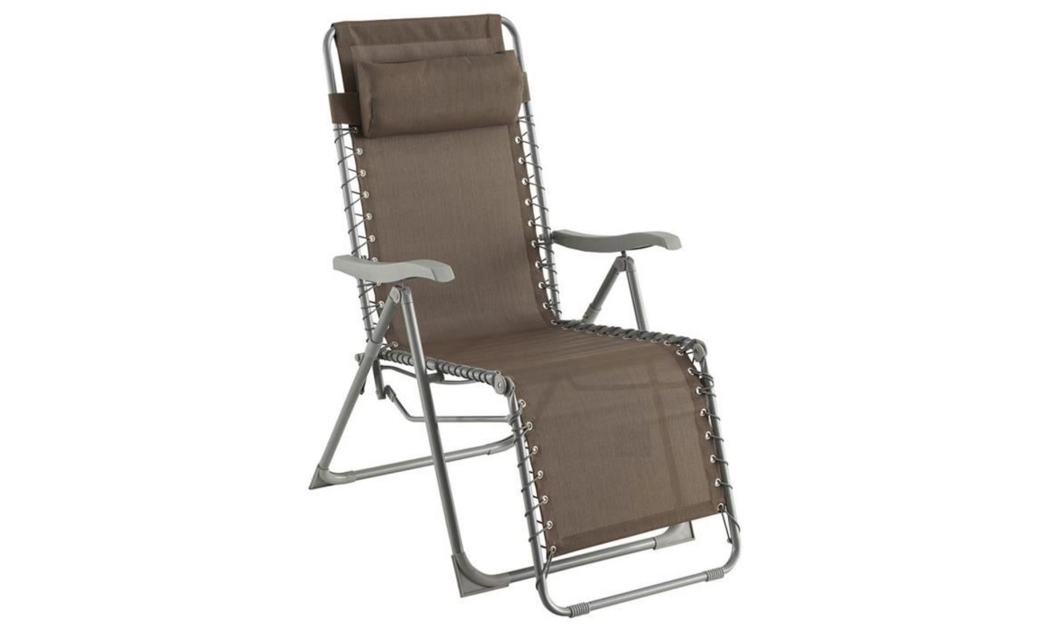 fauteuil de relaxation coloris taupe en texaline et acier   dim : l 93 x p 64 x h 110 cm