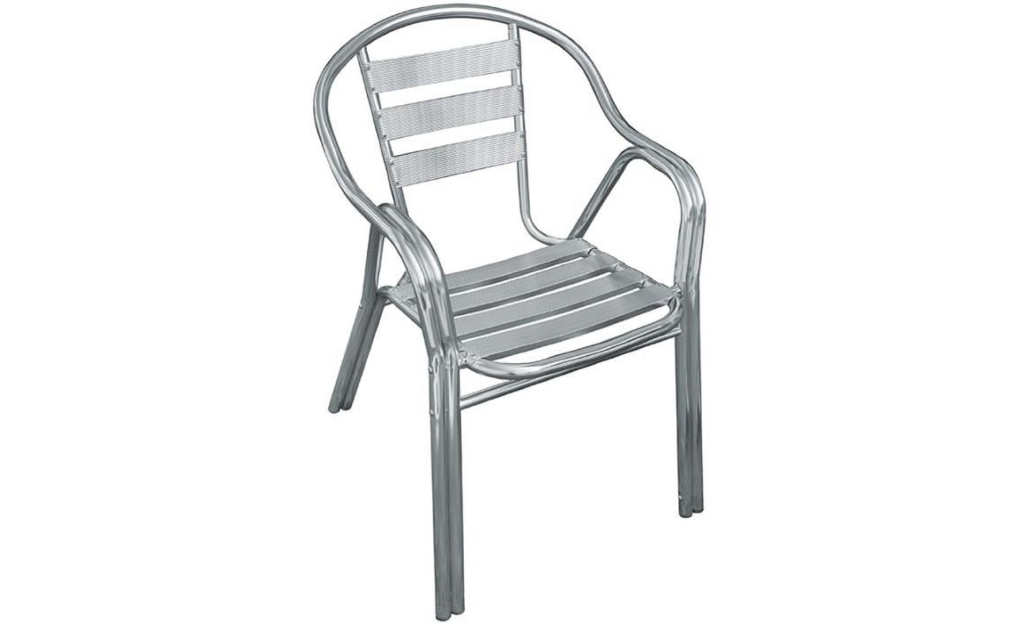fauteuil empilable en aluminium naturel   dim : h 81 x l 59 x p 56 cm