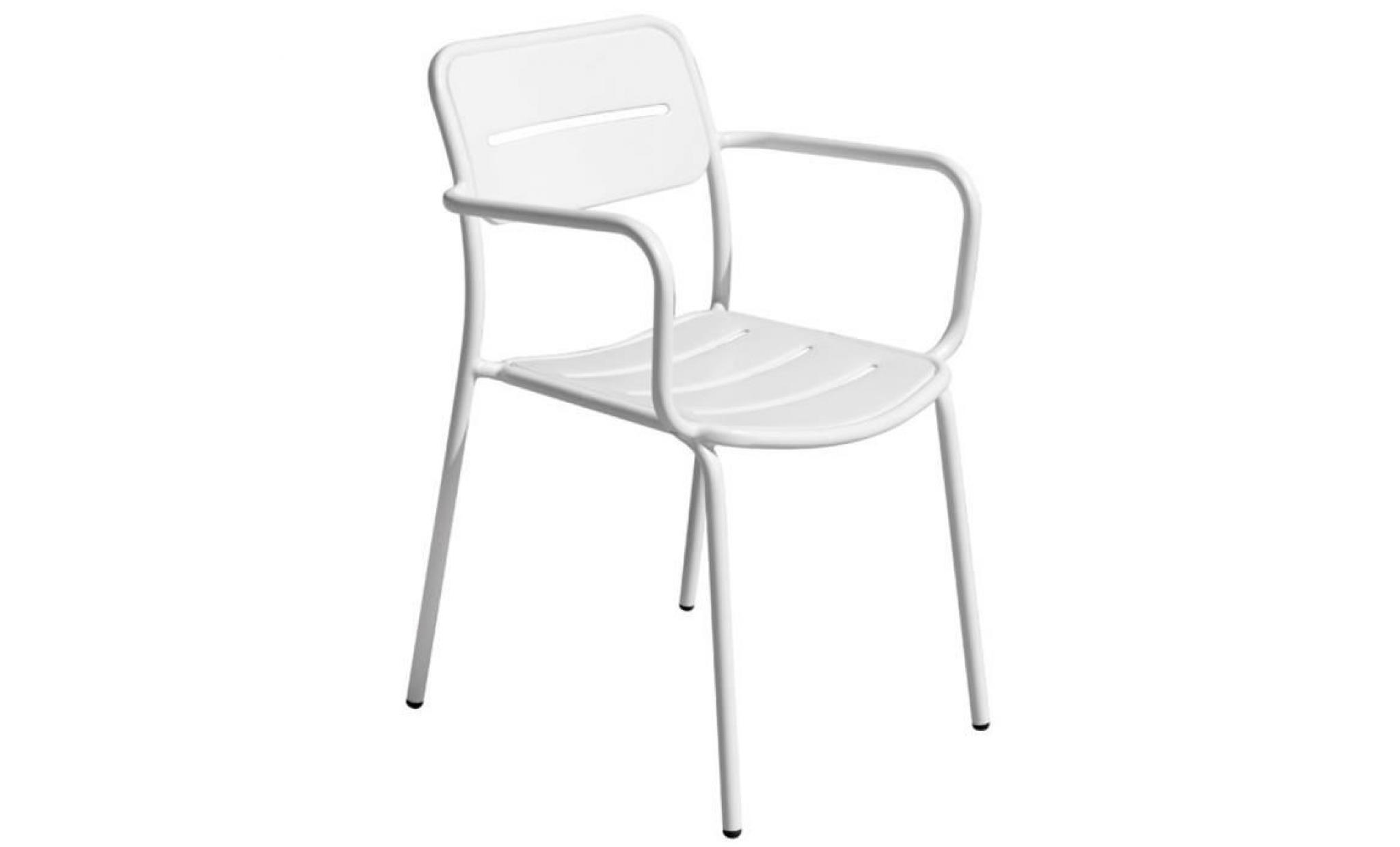 fauteuil empilable en fer coloris blanc sablé   dim : h.82 x l.57 x p.60 cm
