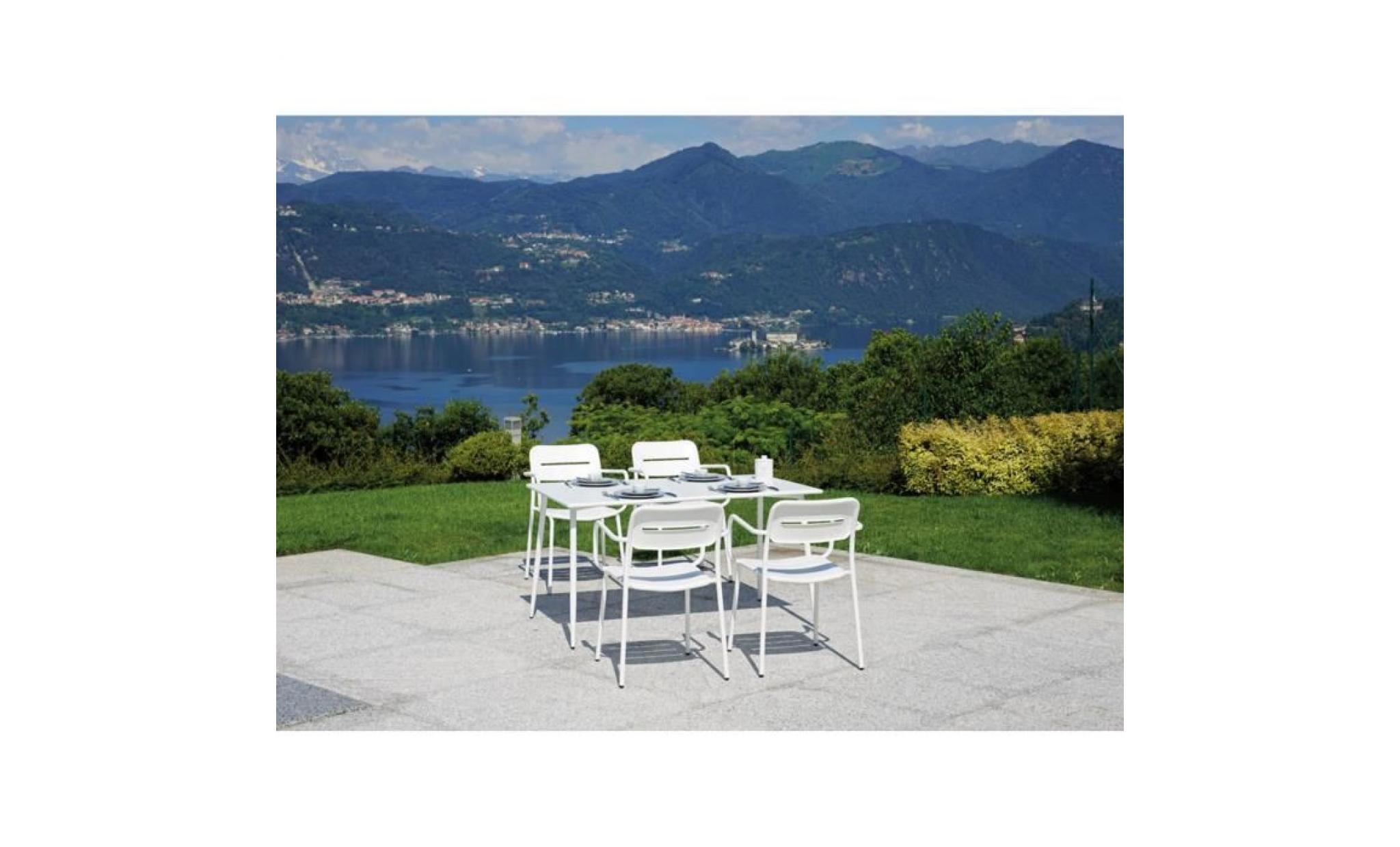 fauteuil empilable en fer coloris blanc sablé   dim : h.82 x l.57 x p.60 cm pas cher