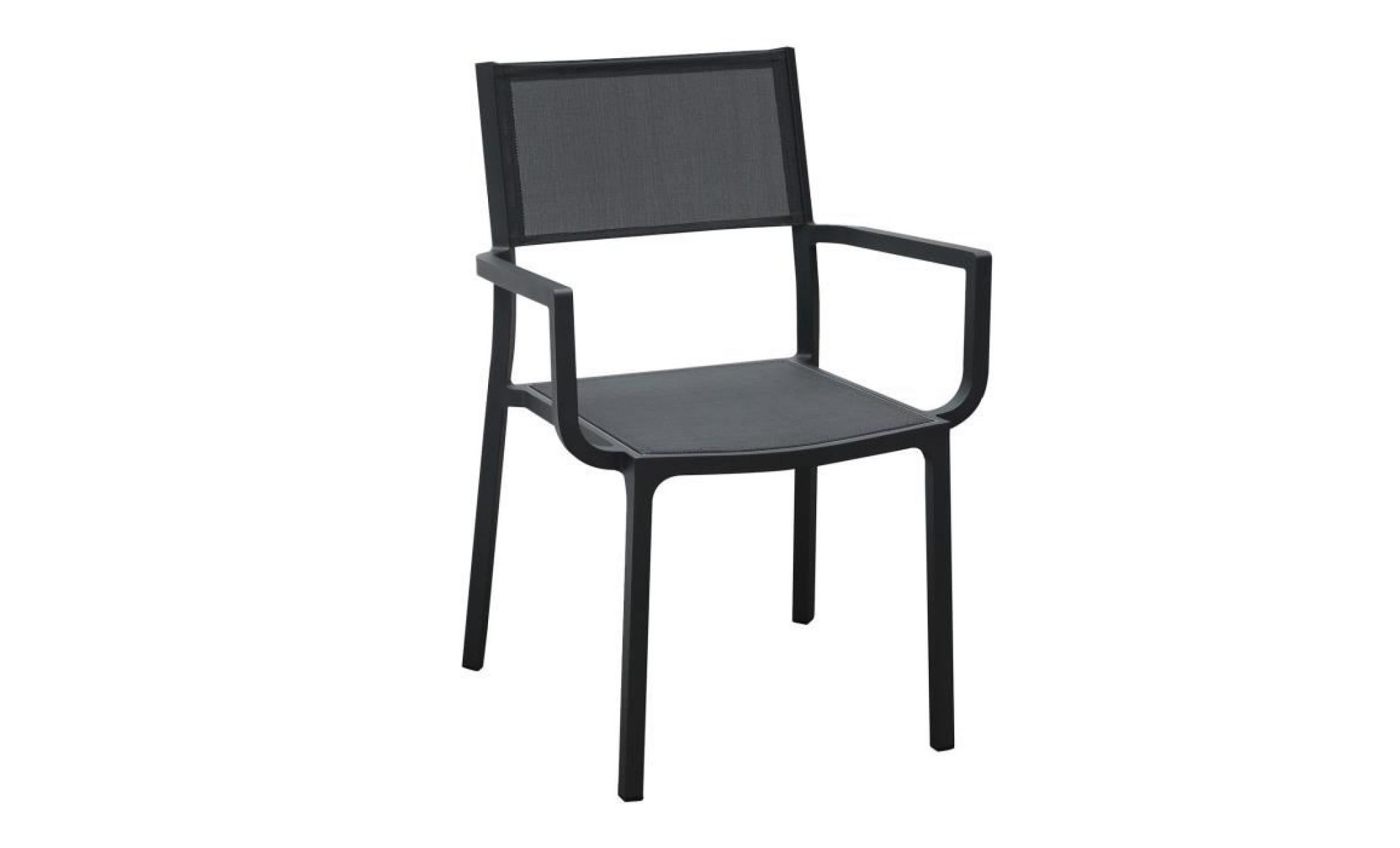 fauteuil en alu anthracite textilène gris foncé léda