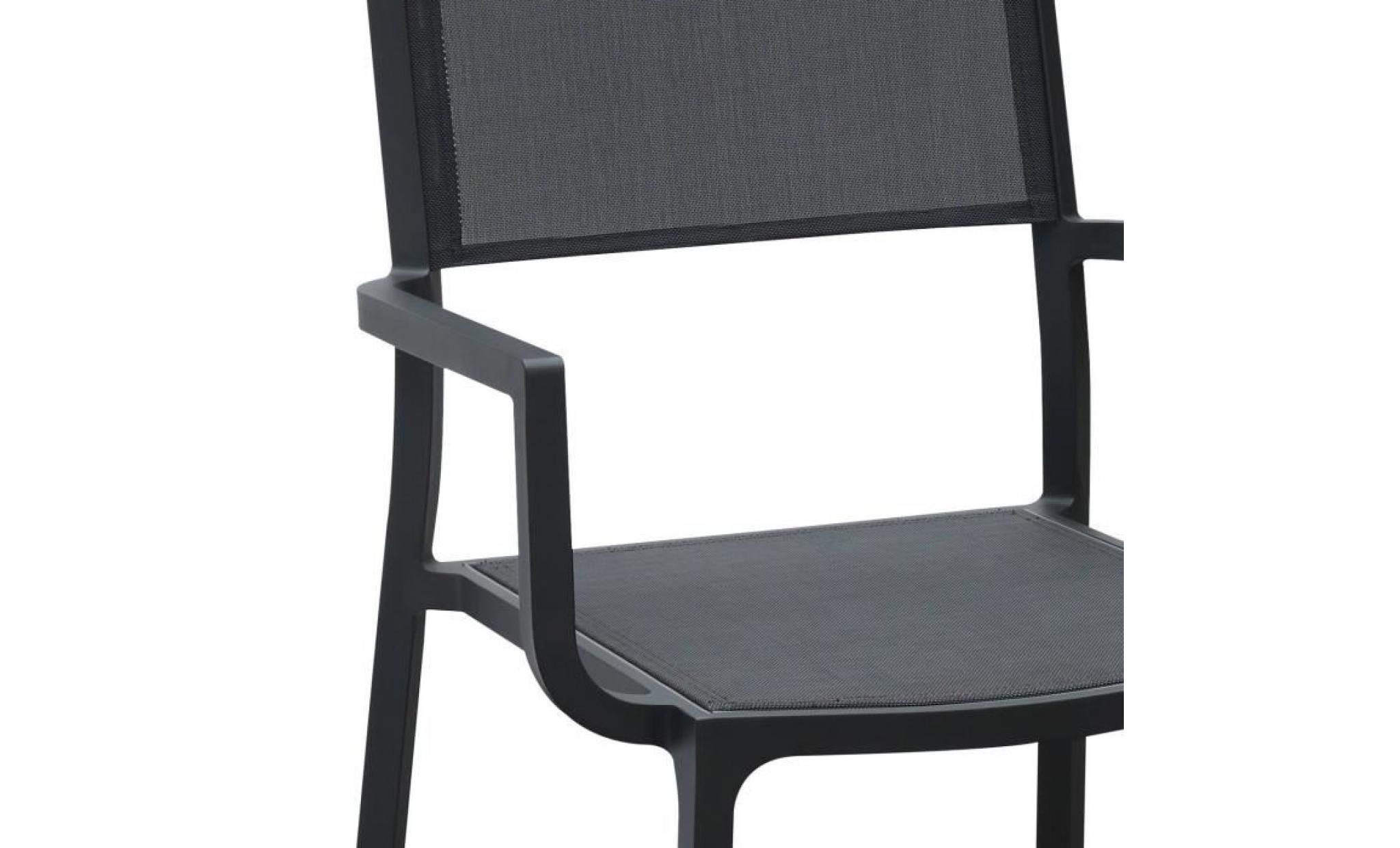 fauteuil en alu anthracite textilène gris foncé léda pas cher