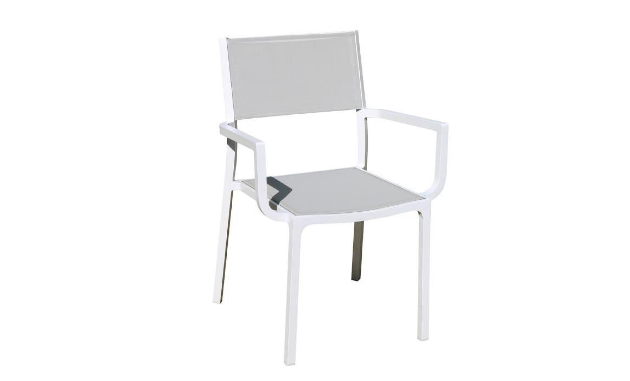 fauteuil en alu blanc textilène gris clair léda