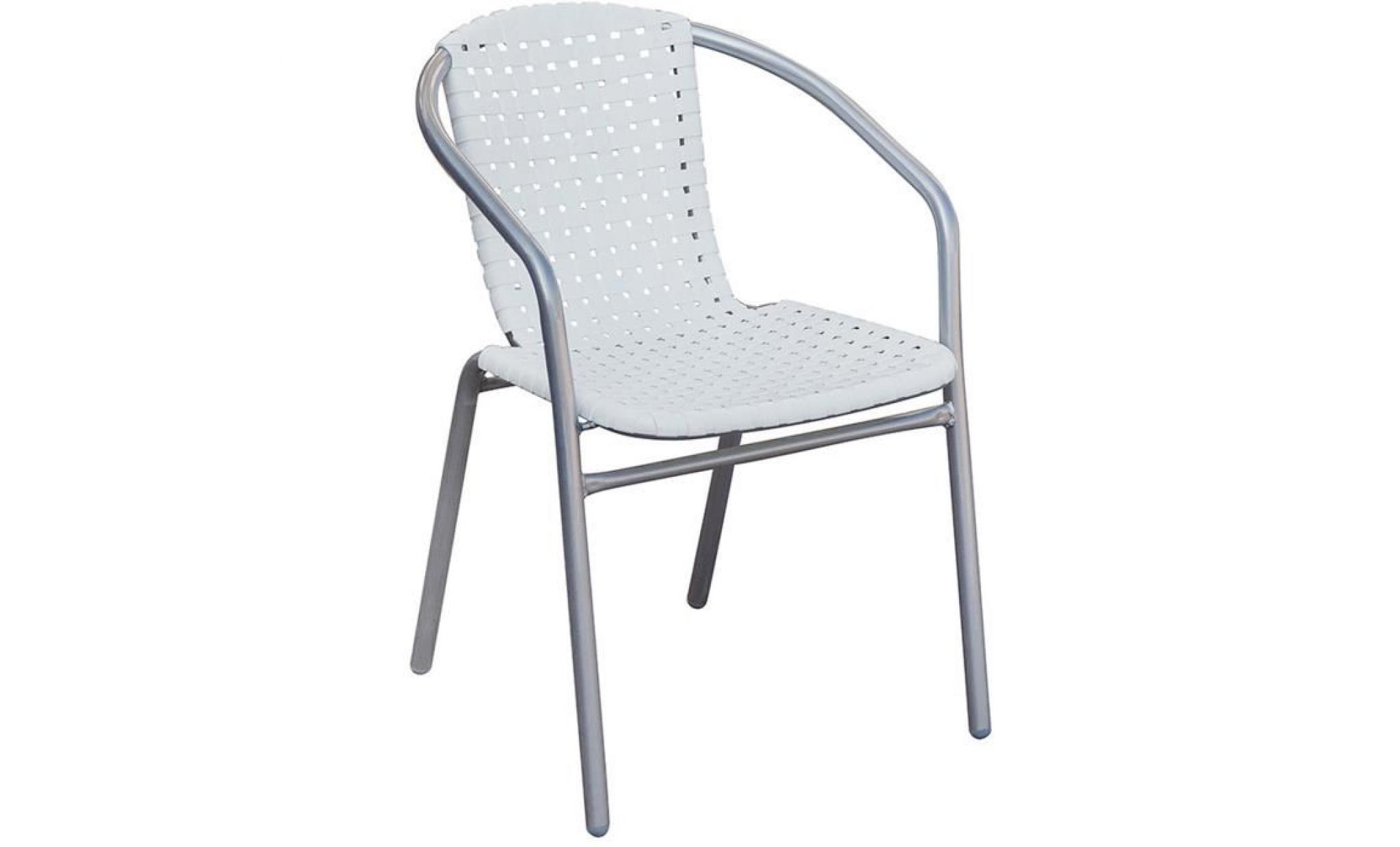 fauteuil en fer époxy argent Ø25mm avec assise en plastique coloris blanc   dim : h 76 x l 60 x p 54 cm