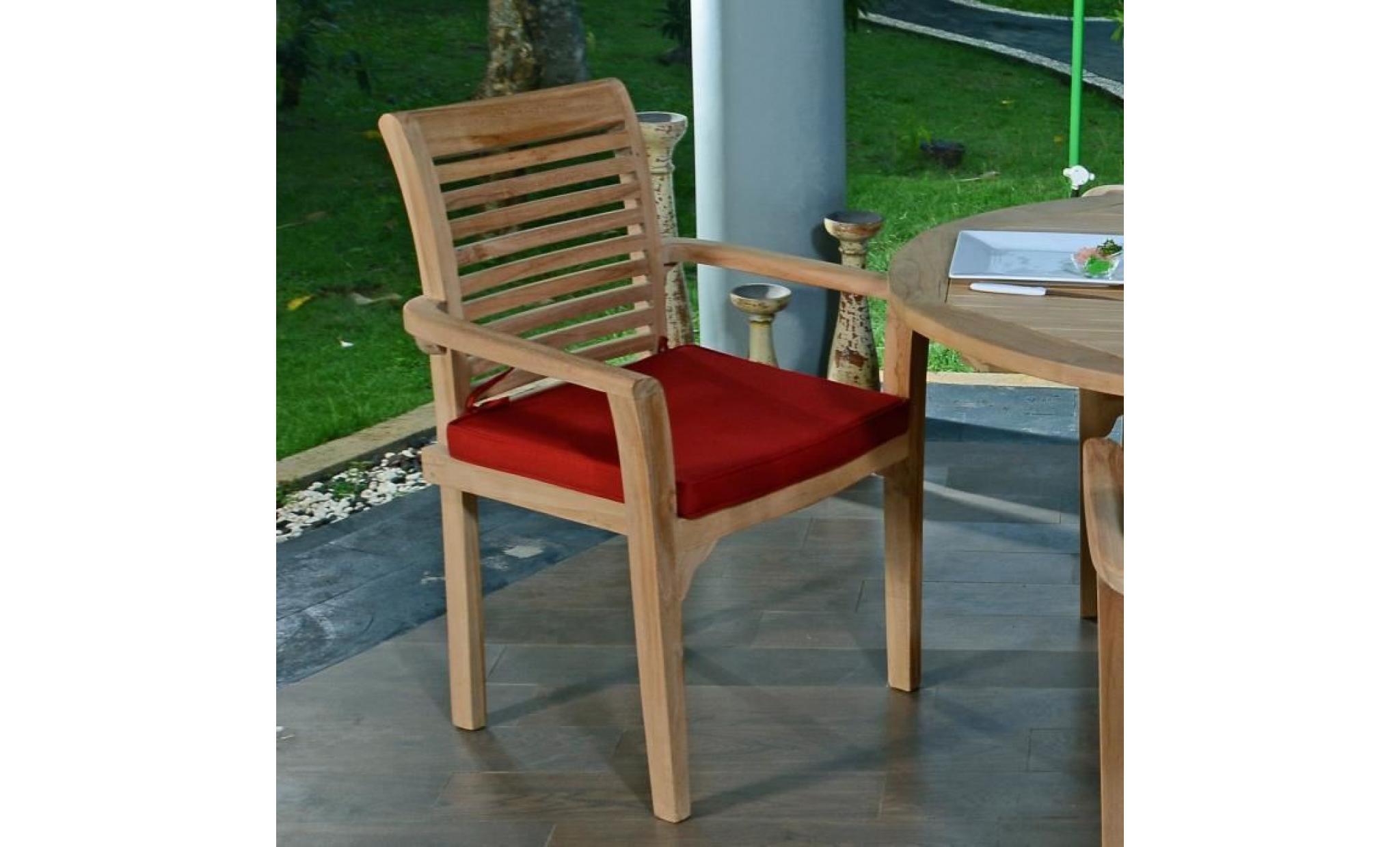 fauteuil fixe empilable en teck ecograde samoa pas cher
