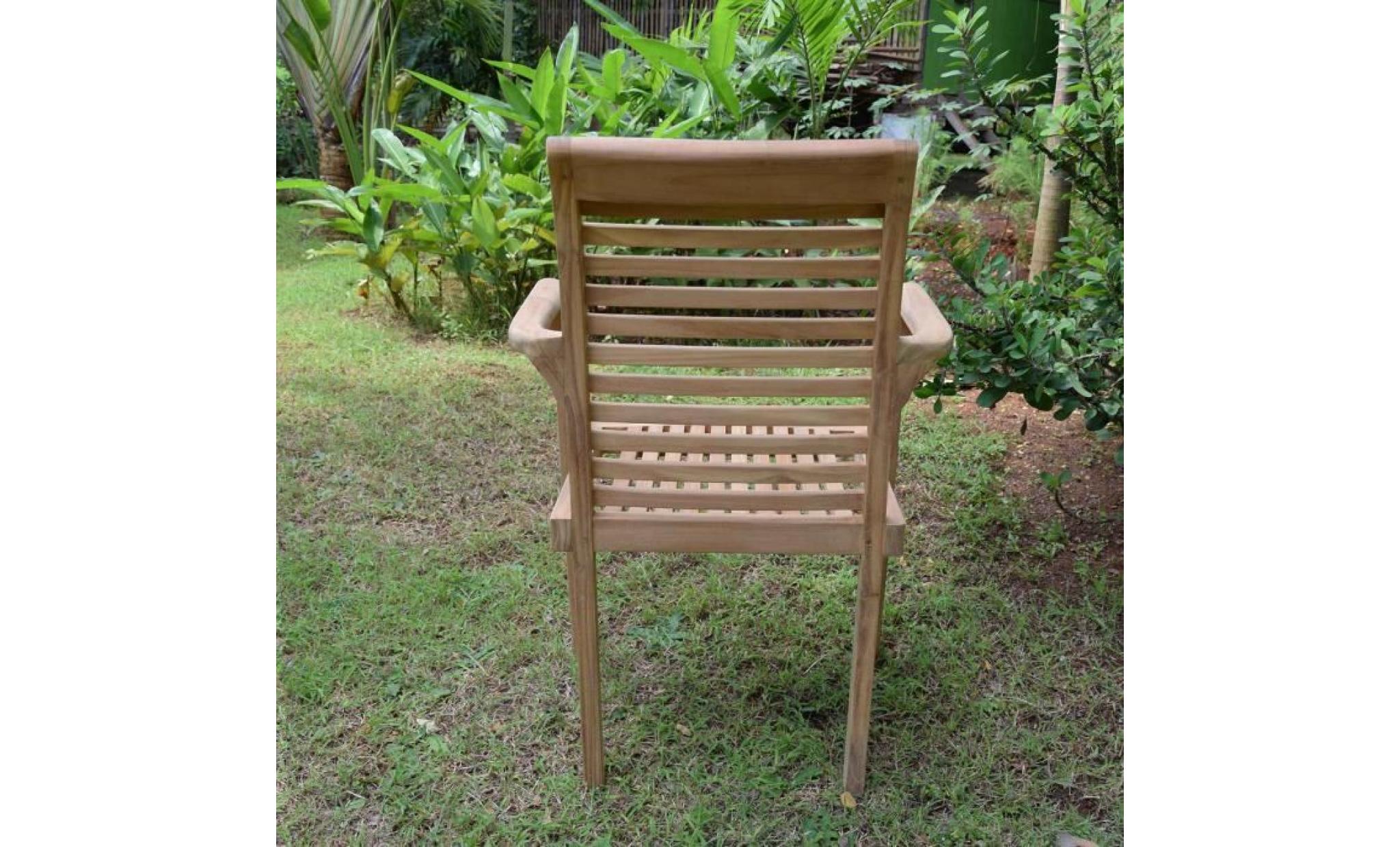 fauteuil fixe empilable en teck ecograde samoa pas cher