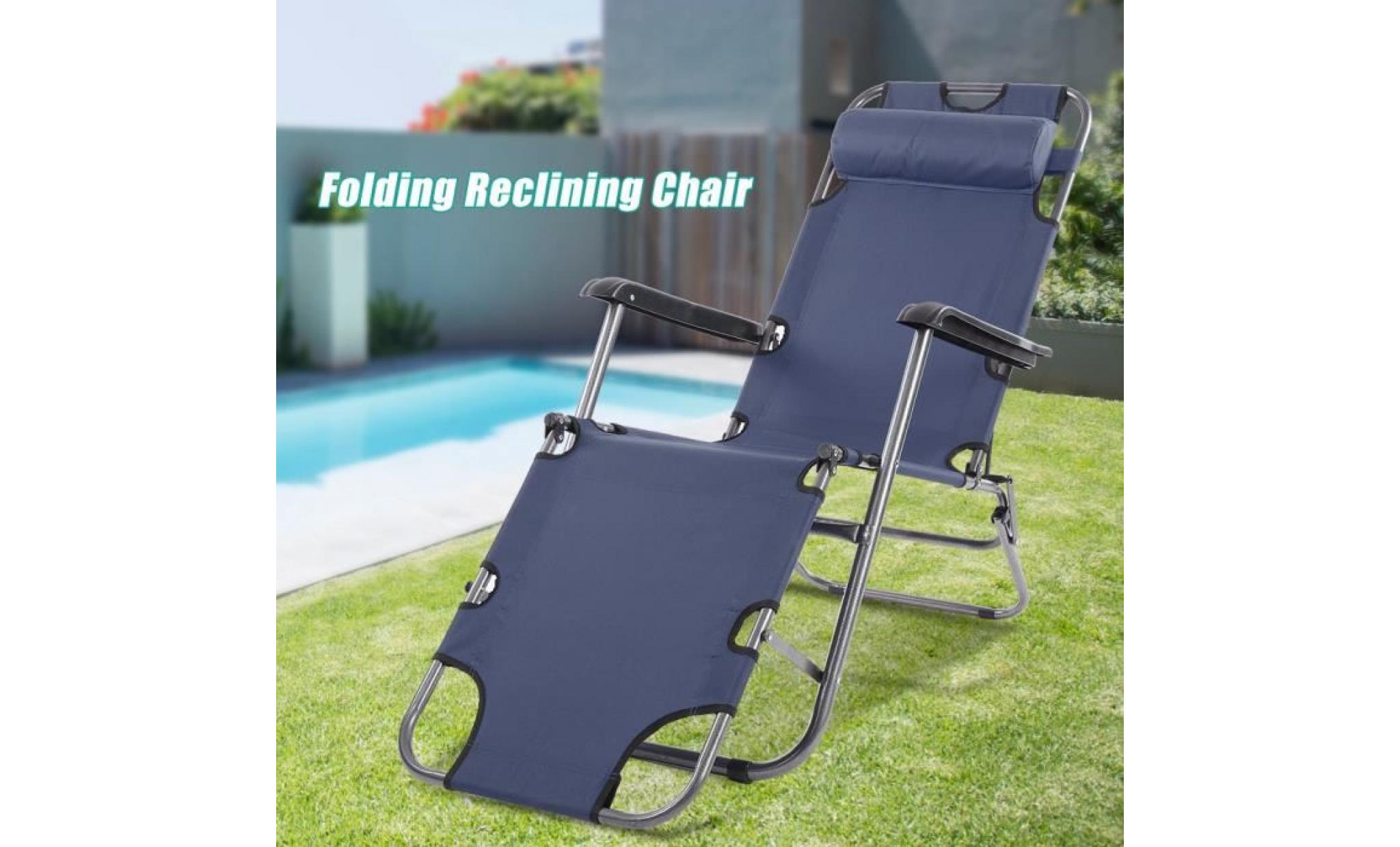 fauteuil inclinable extérieur de terrasse de patio pour salon de camping au camping (bleu foncé) pas cher