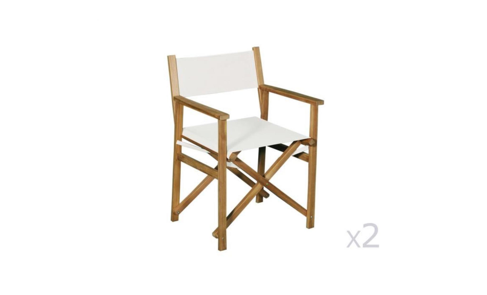 fauteuil metteur en scène en acacia fsc (lot de 2) studio   ecru