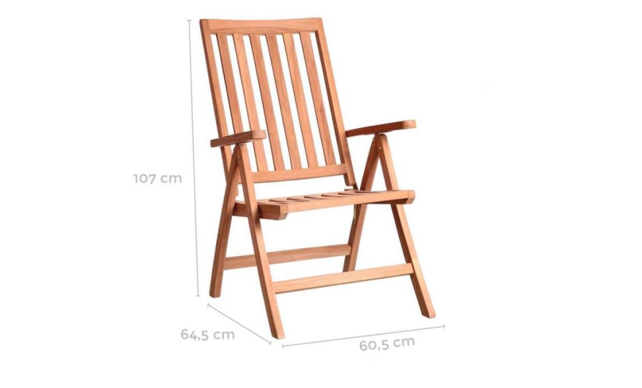 fauteuil multi positions en bois de teck   halaveli   l 61 x l 65 x h 107 pas cher