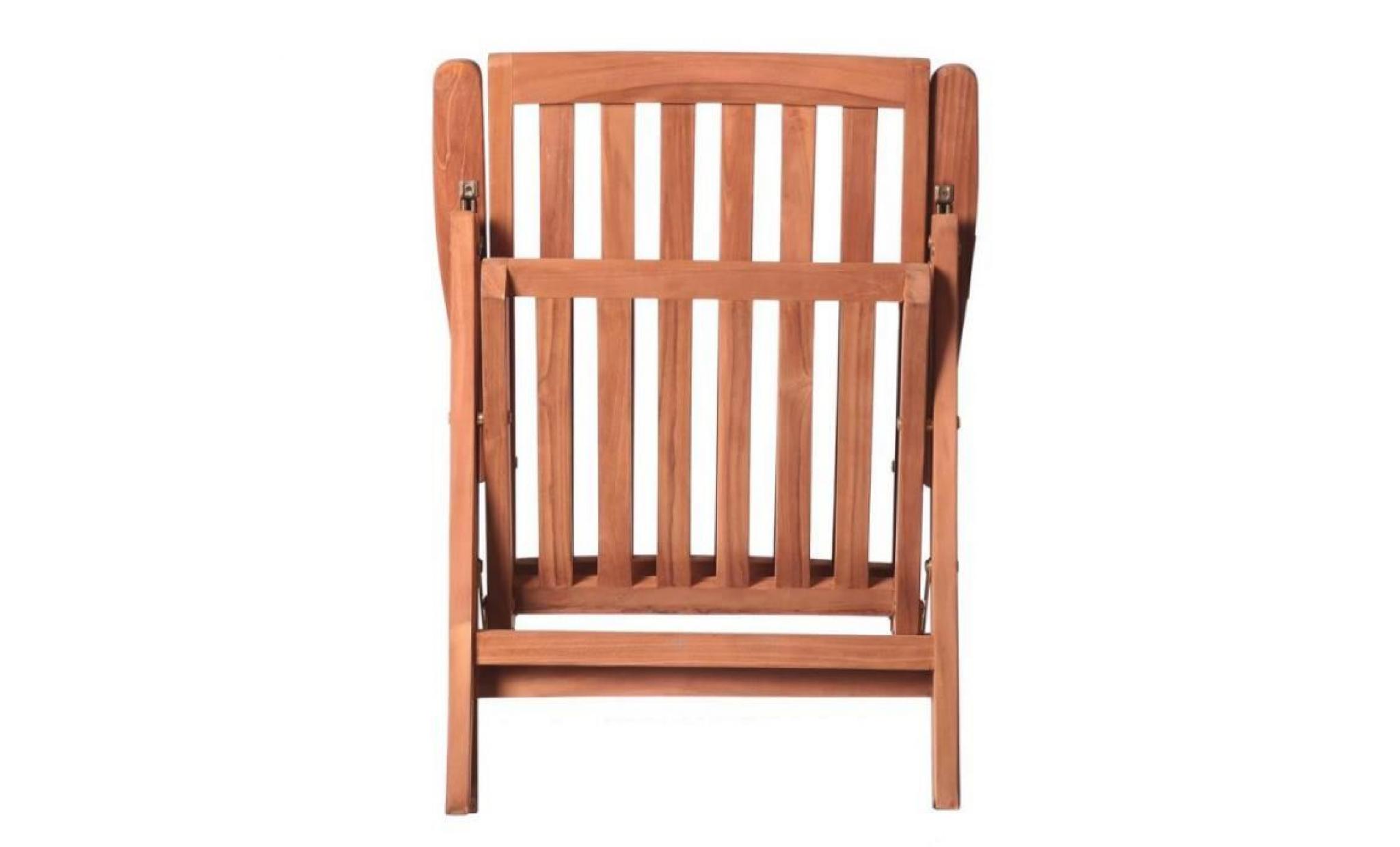 fauteuil multi positions en bois de teck   halaveli   l 61 x l 65 x h 107 pas cher