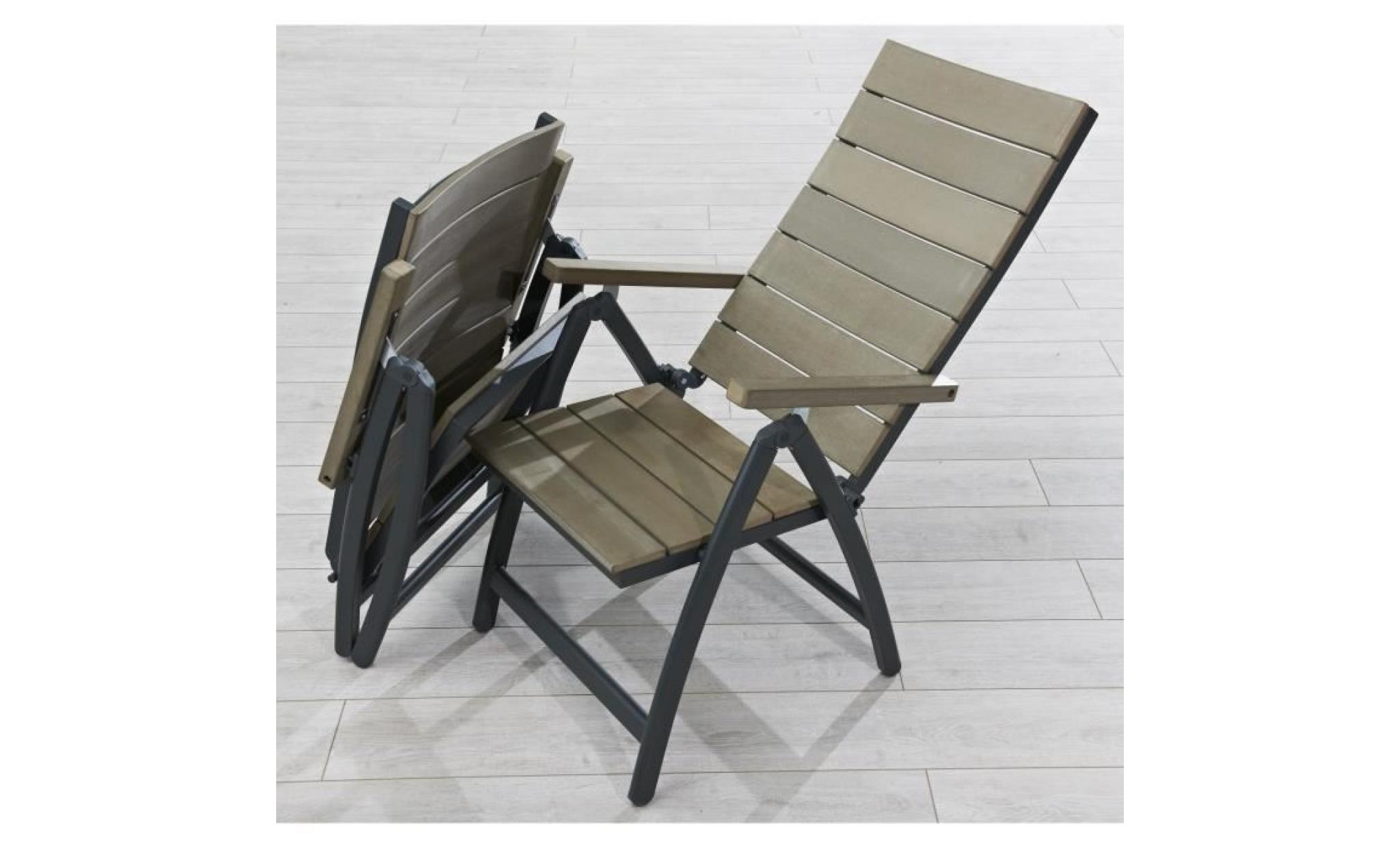 fauteuil multiposition de jardin composite anthracite
