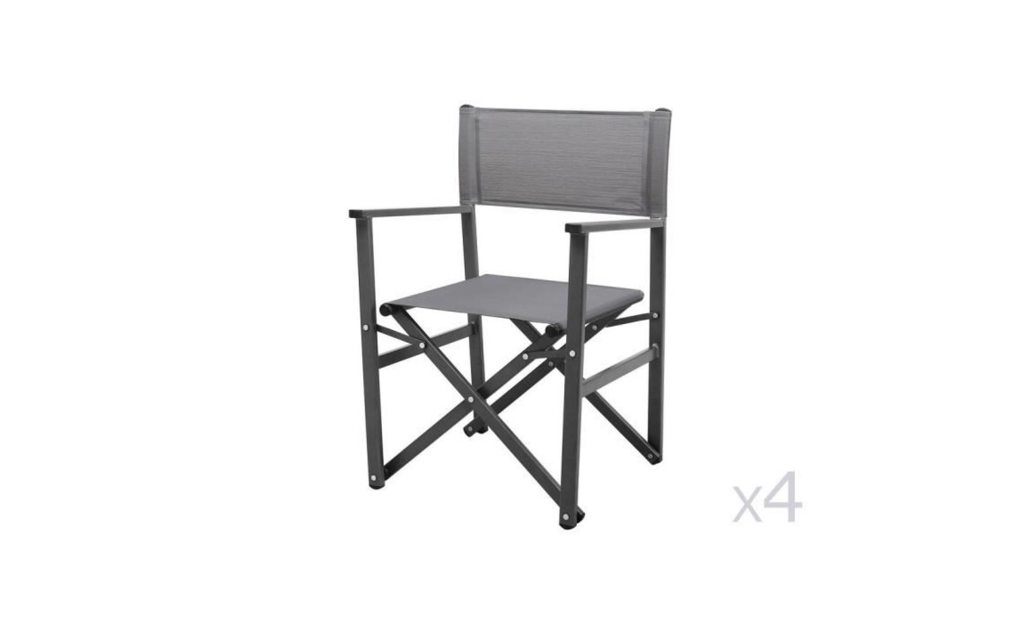fauteuil réalisateur pliant (lot de 4) aluminium et polyester enduit gris lodge