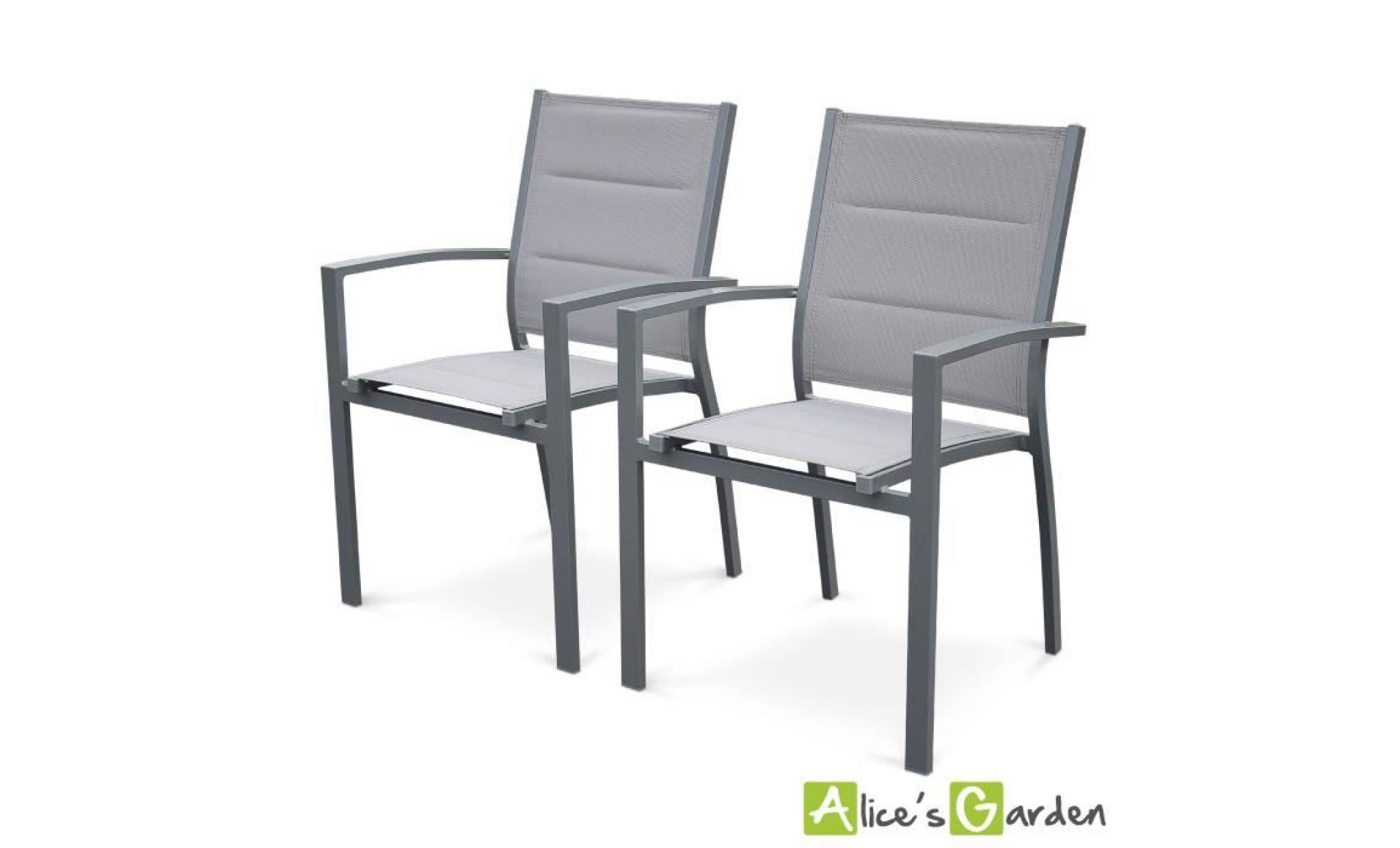 fauteuils chicago en aluminium et textilène gris clair