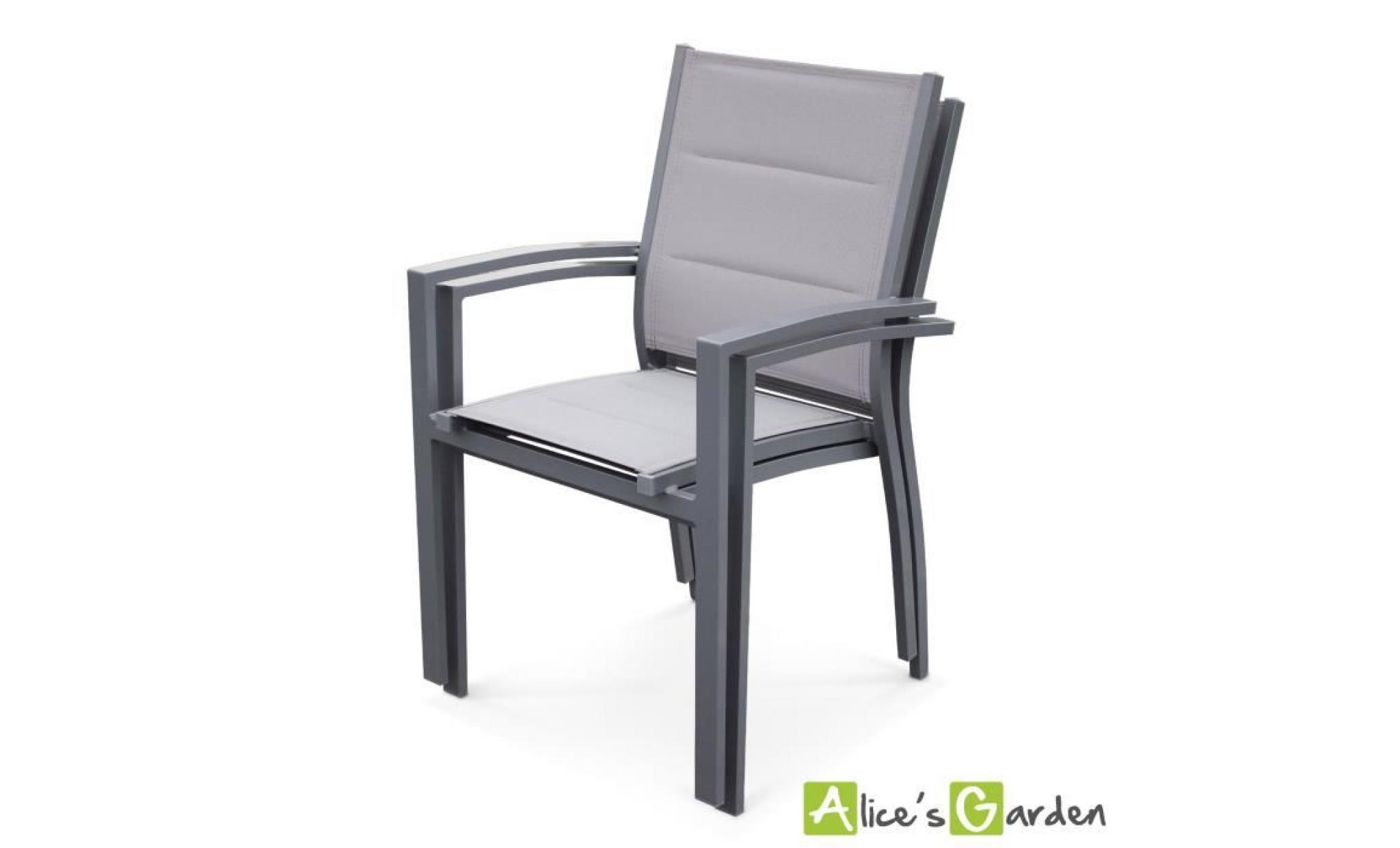 fauteuils chicago en aluminium et textilène gris clair pas cher