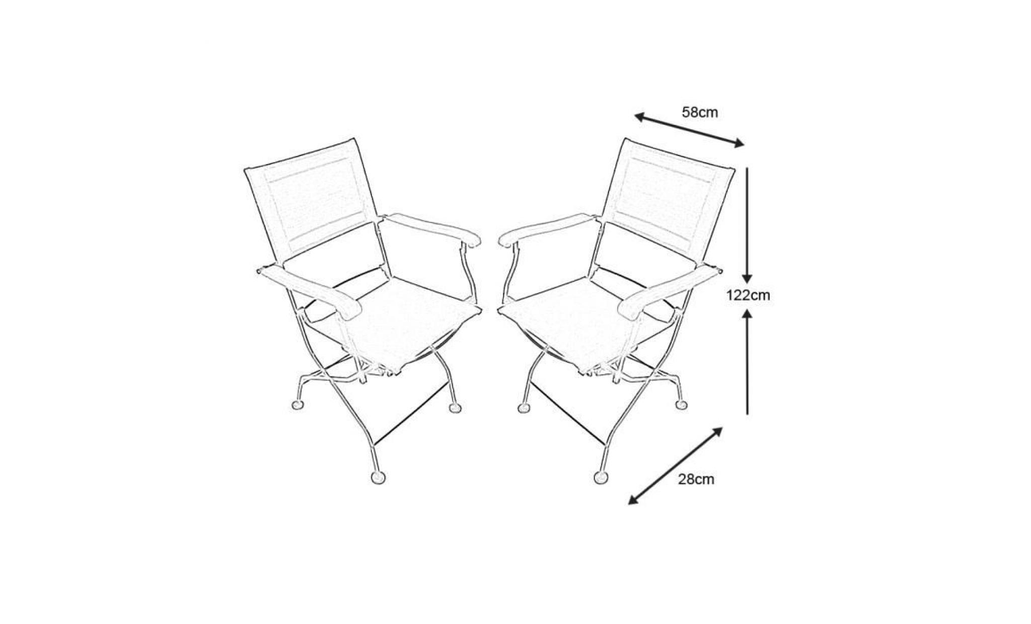 fauteuils pliants orange en fer forgé et textilène (par 2) pas cher