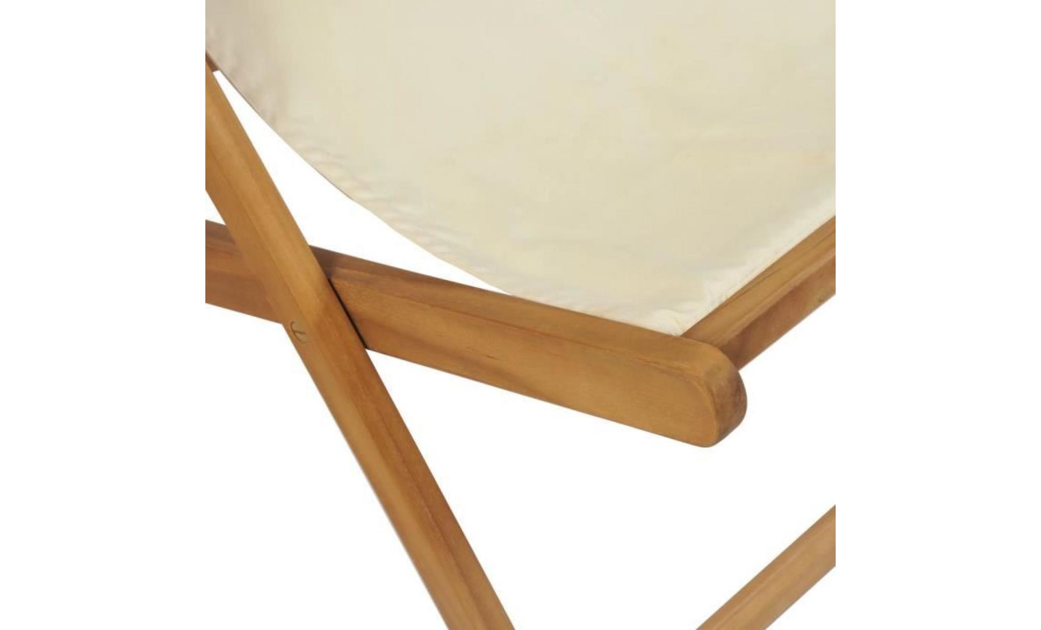 festnight chaise pliable de jardin chaise teck inclinable 3 position 56 x 105 x 96 cm pas cher