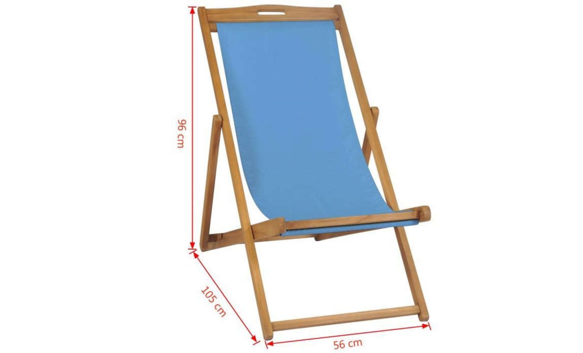 festnight chaise pliable de jardin chaise teck inclinable 3 position 56 x 105 x 96 cm pas cher