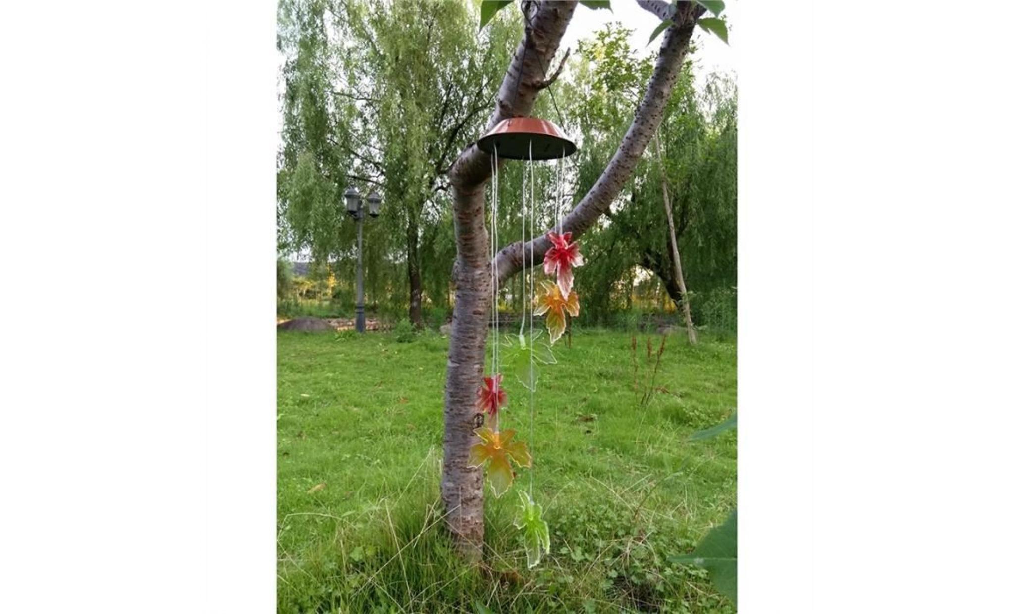 feuille d'érable carillon à vent mobile solaire led automatique lampe de fileur de vent pour la décoration de jardin pas cher