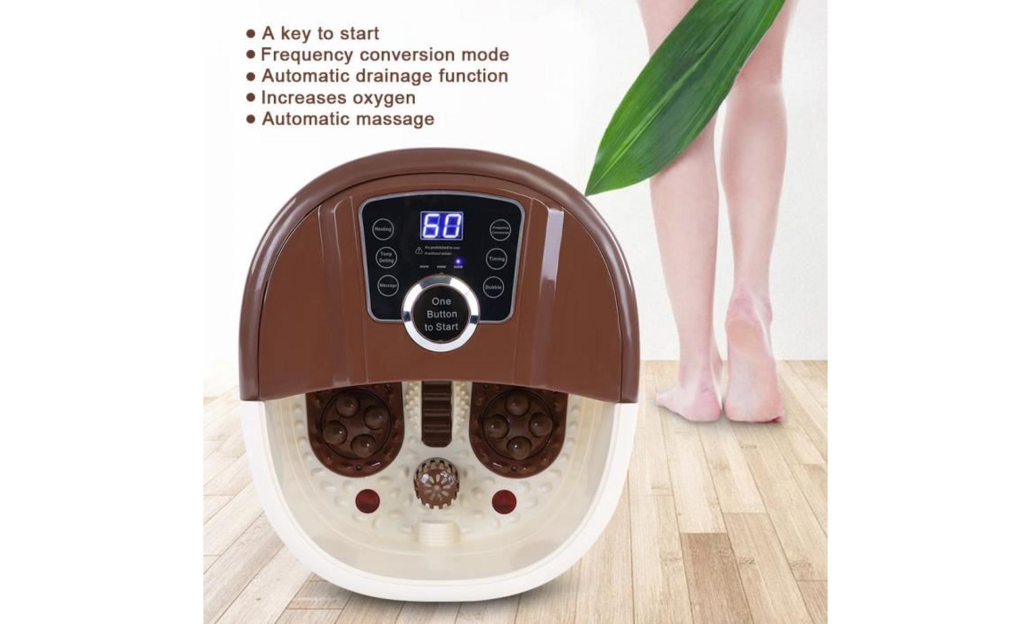 fihero 500w appareil de massage baignoire portable pied spa bain de chaleur soaker vibration pédicure soak tub   marron clair pas cher