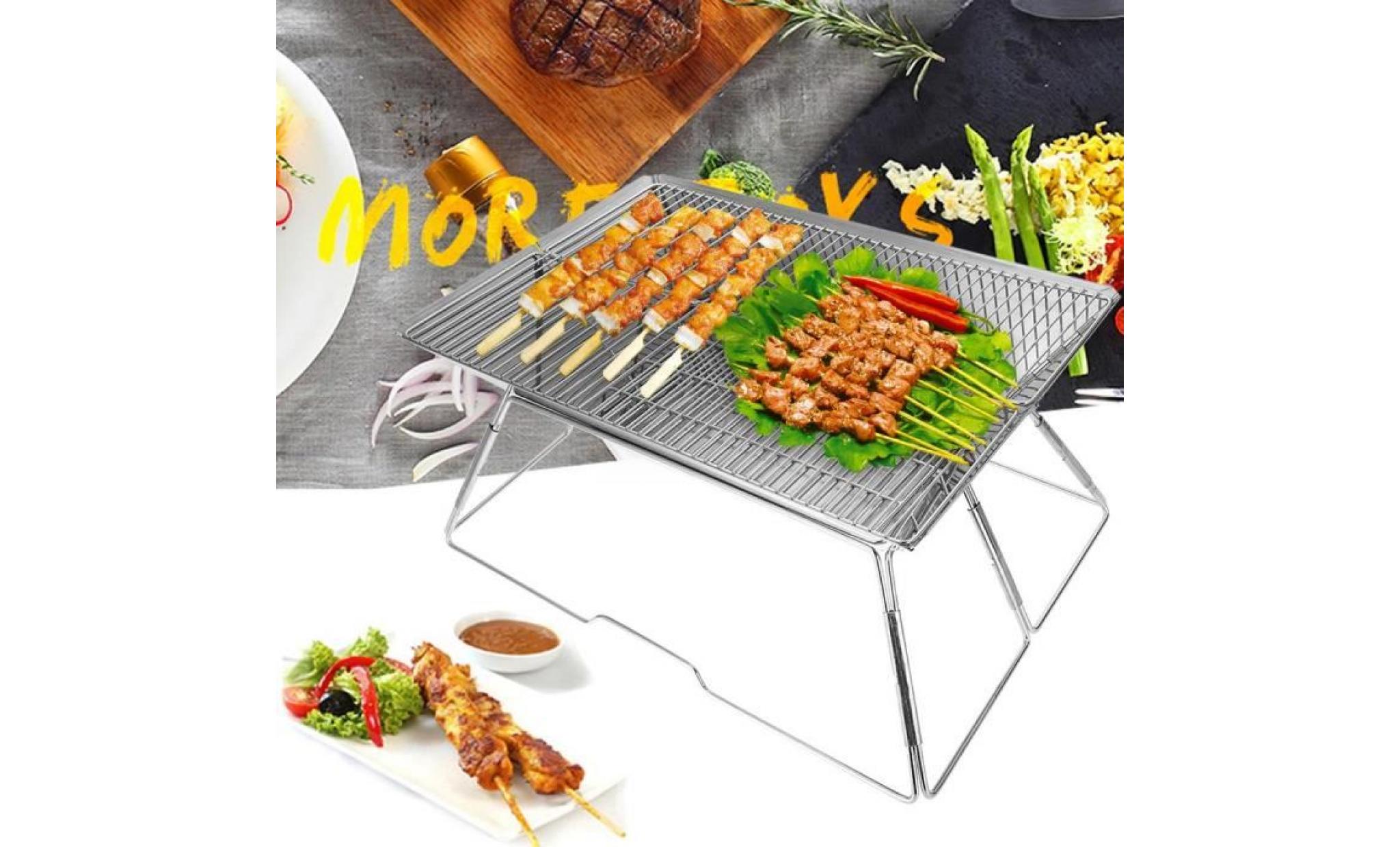 fihero support barbecue de bbq de gril pliant portatif d'étagère pour le pique nique de camping extérieur 45 *31 *22.5 cm