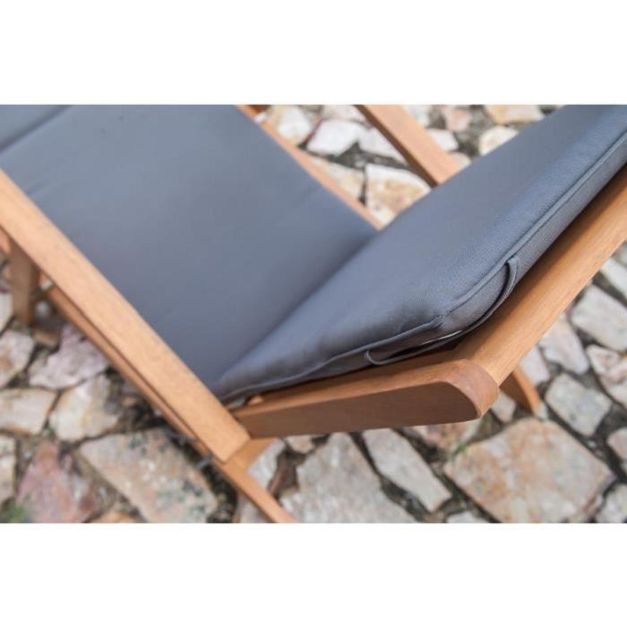 FINLANDEK - Chaise longue en  eucalyptus avec matelas GRIS - MERI pas cher