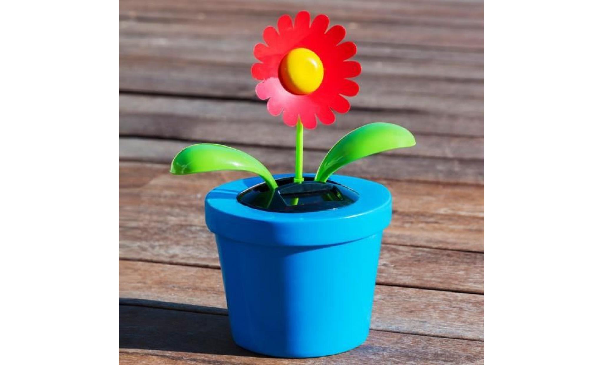 fleur décorative solaire avec mouvement automatique couleur   bleu pas cher