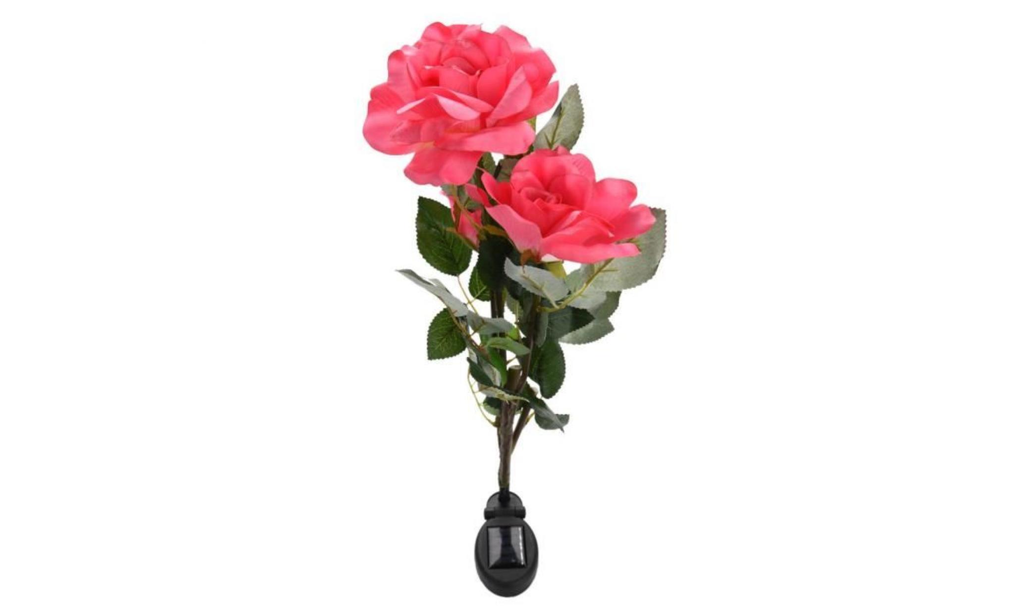 fleur énergie solaire lumière à la rose lampe décor de pelouse gazon 3 têtes rose nuit lampe maison jardin (rose) ohl