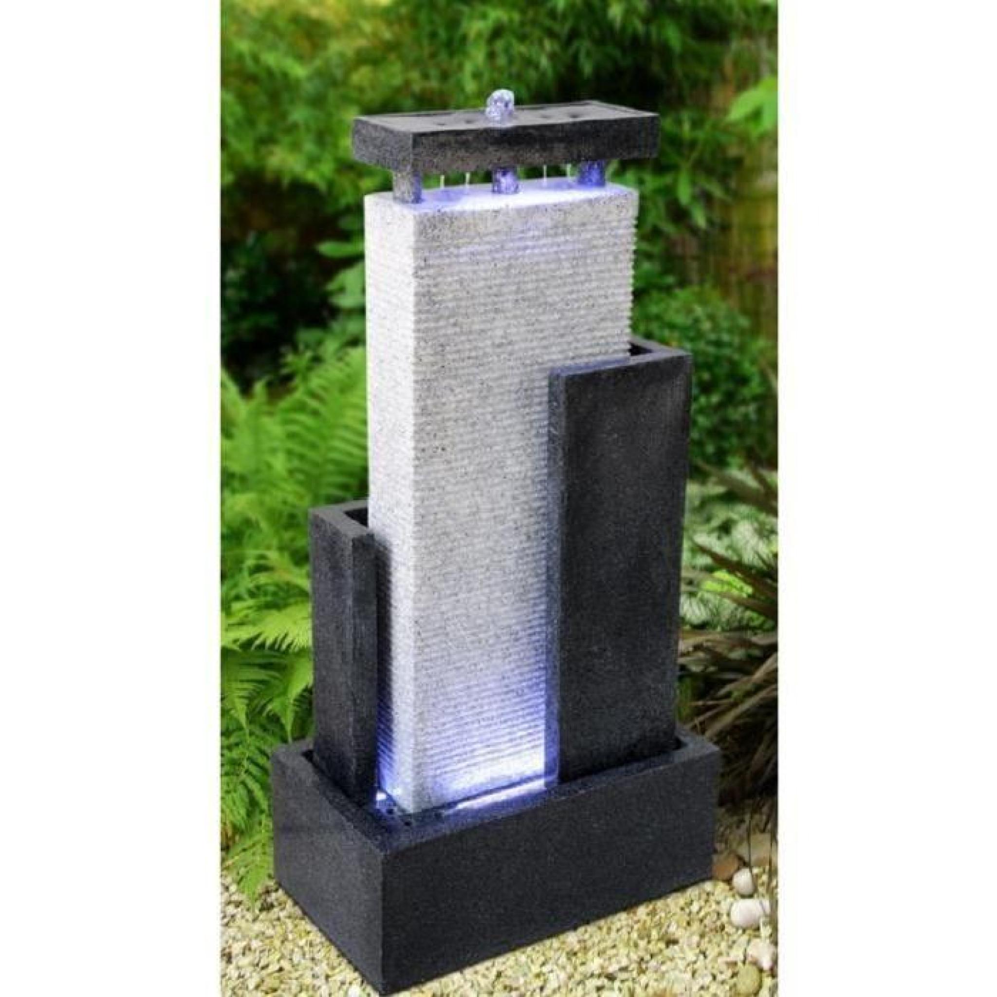 Fontaine de jardin fontaine extérieure Muro XL 90 cm LED bleu pas cher