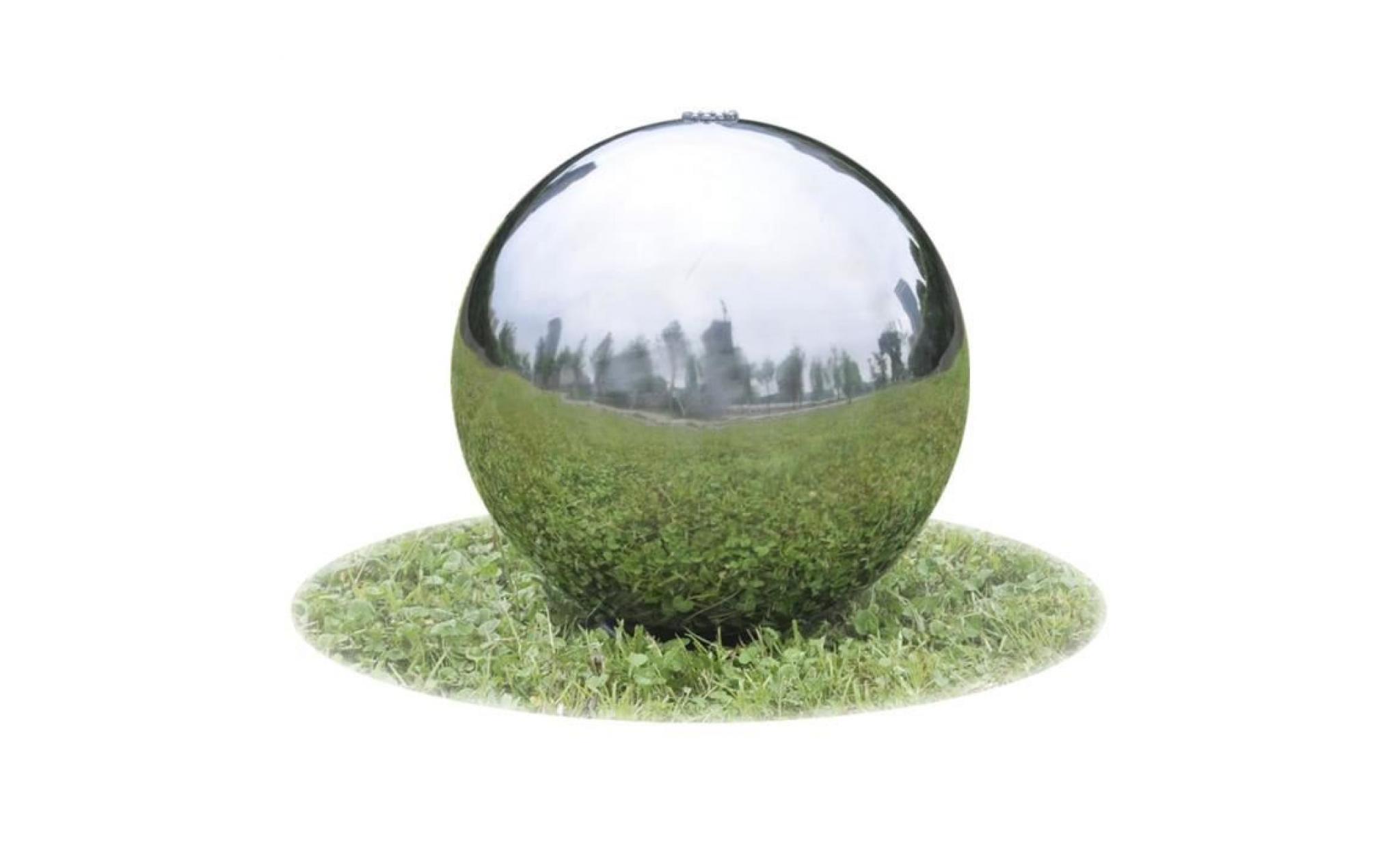 fontaine de jardin sphère avec led en acier inoxydable 30 cm