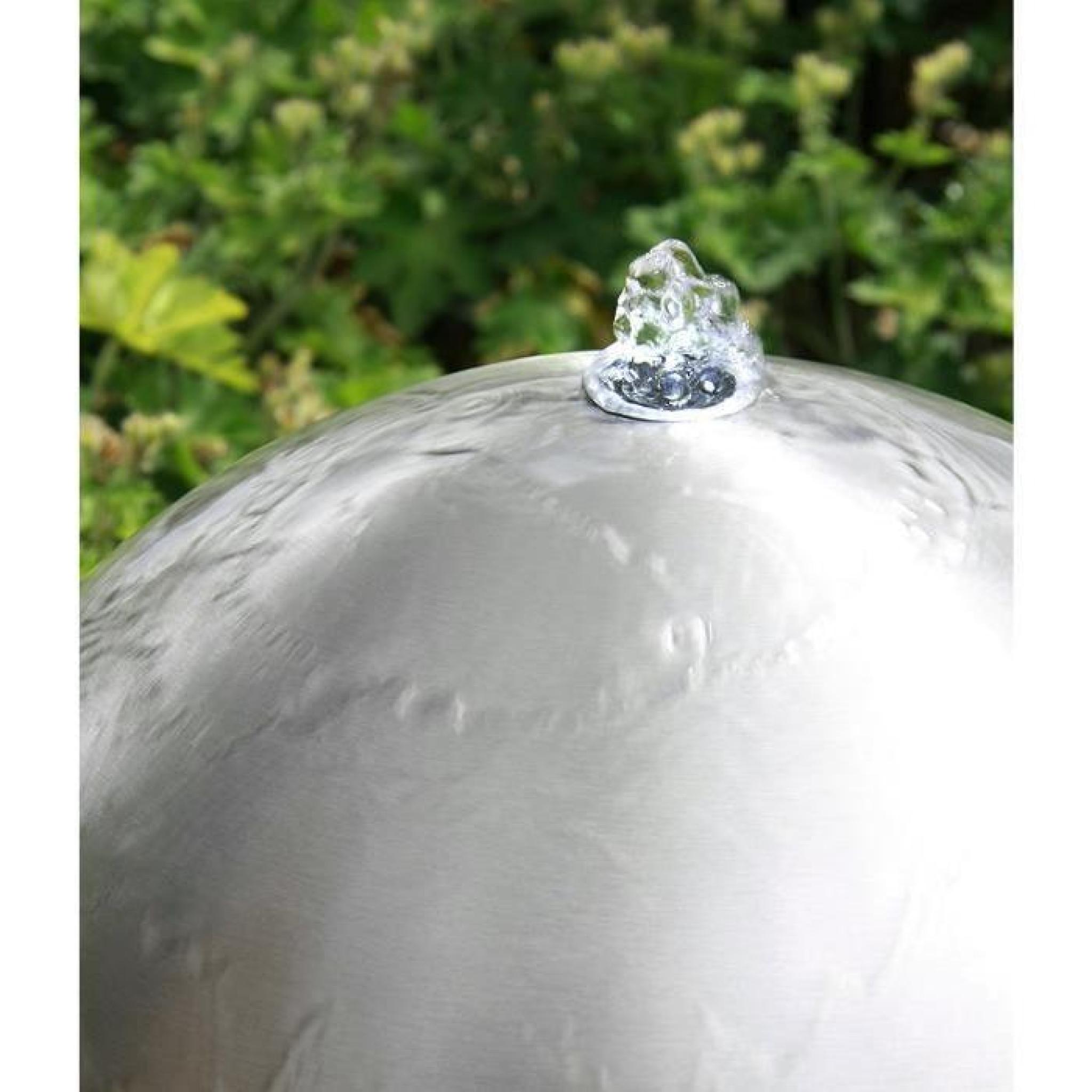 Fontaine Grande Sphère 75cm en acier inoxydable Brossée avec lumière LED pas cher
