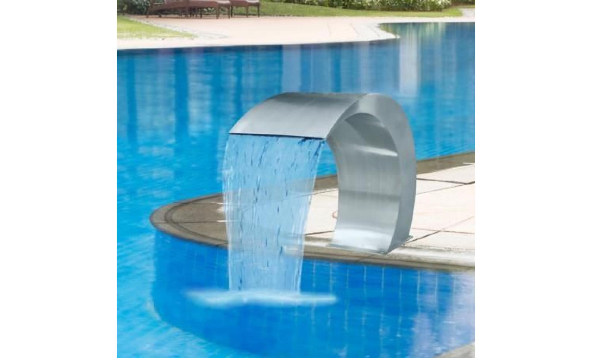 fontaine lame d'eau en acier inoxydable pour piscine 45 x 30 x 60 cm