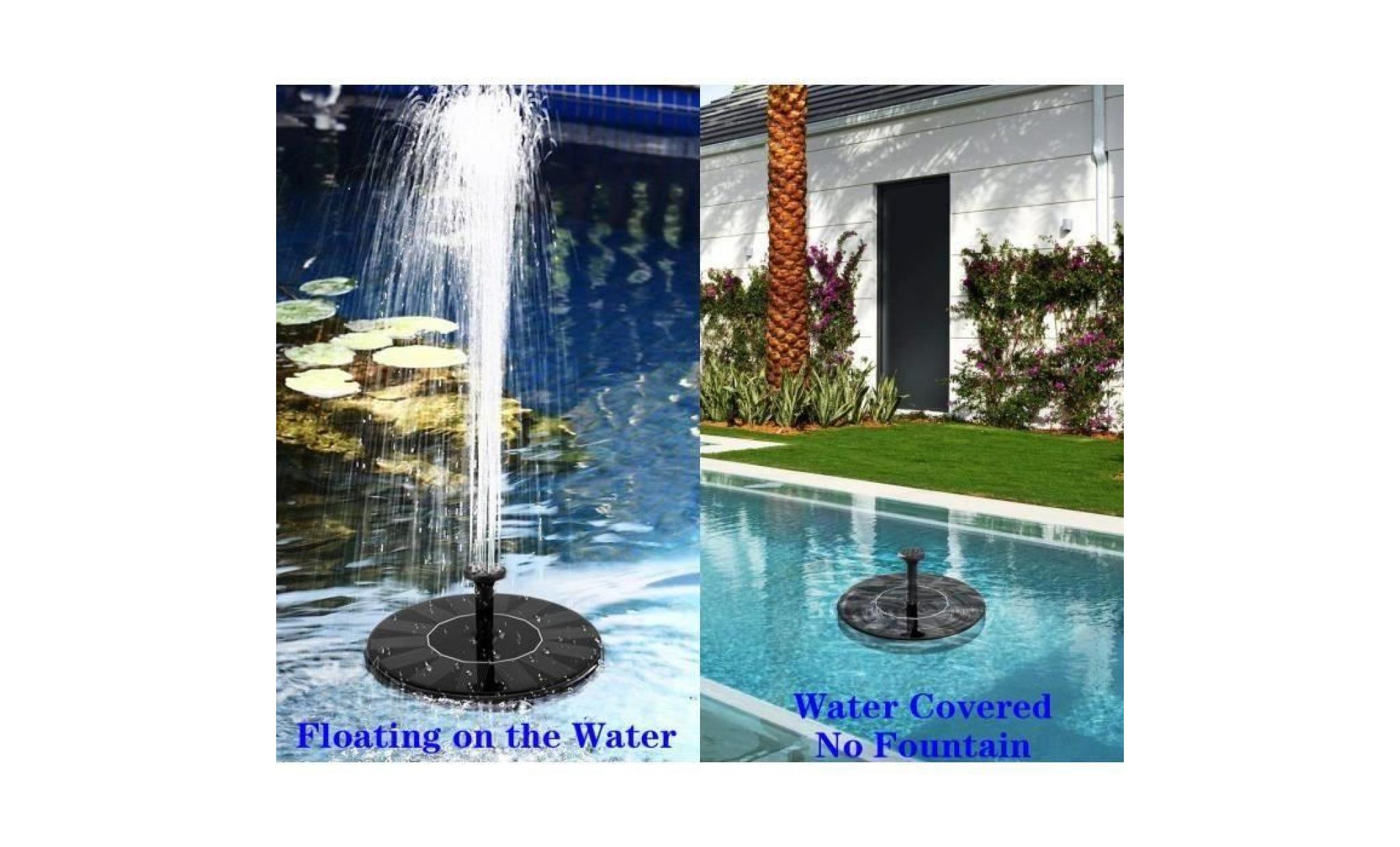 fontaine solaire,  42gal h pompe à eau solaire avec panneau solaire de 8 modèles d'eau  idéal pour jardin bassin fontaines d'etang pas cher