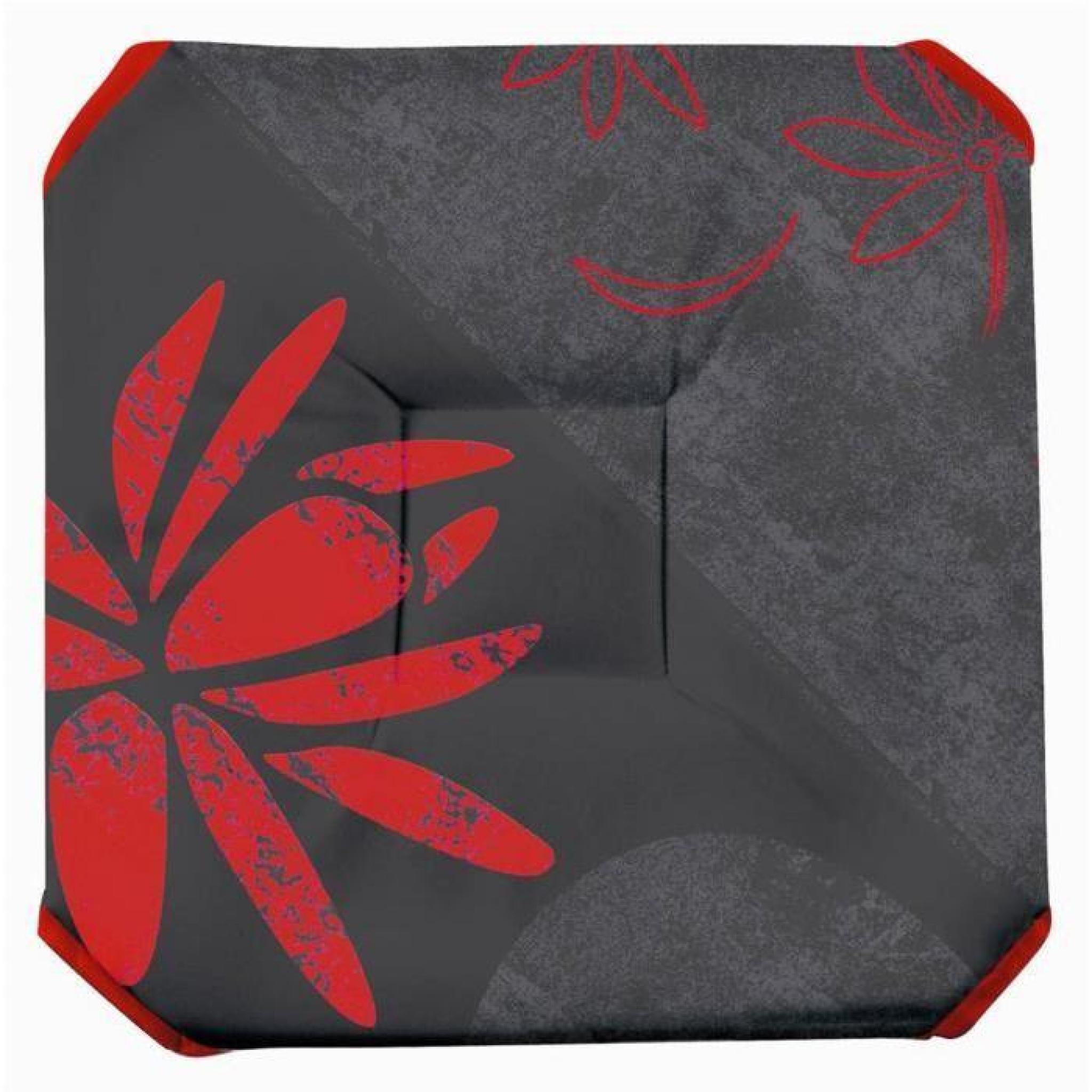 Galette de chaise anti-taches à rabats - Lotus rouge