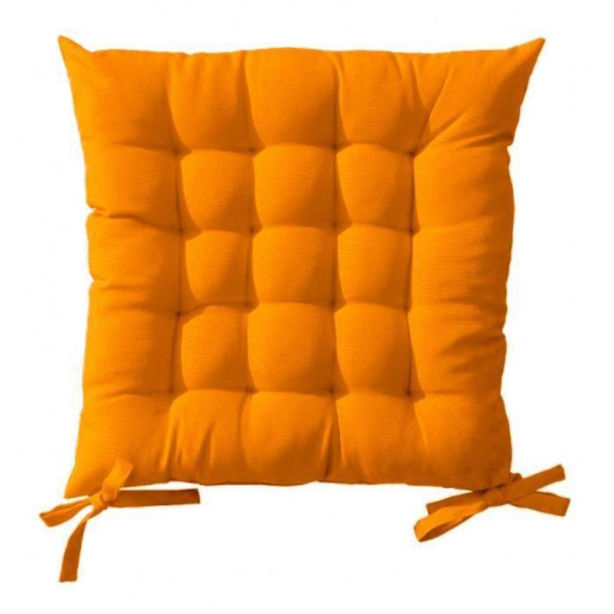 Galette de chaise Matelassée 40x40x5 cm Mandarine Anti tache - Design Actuel