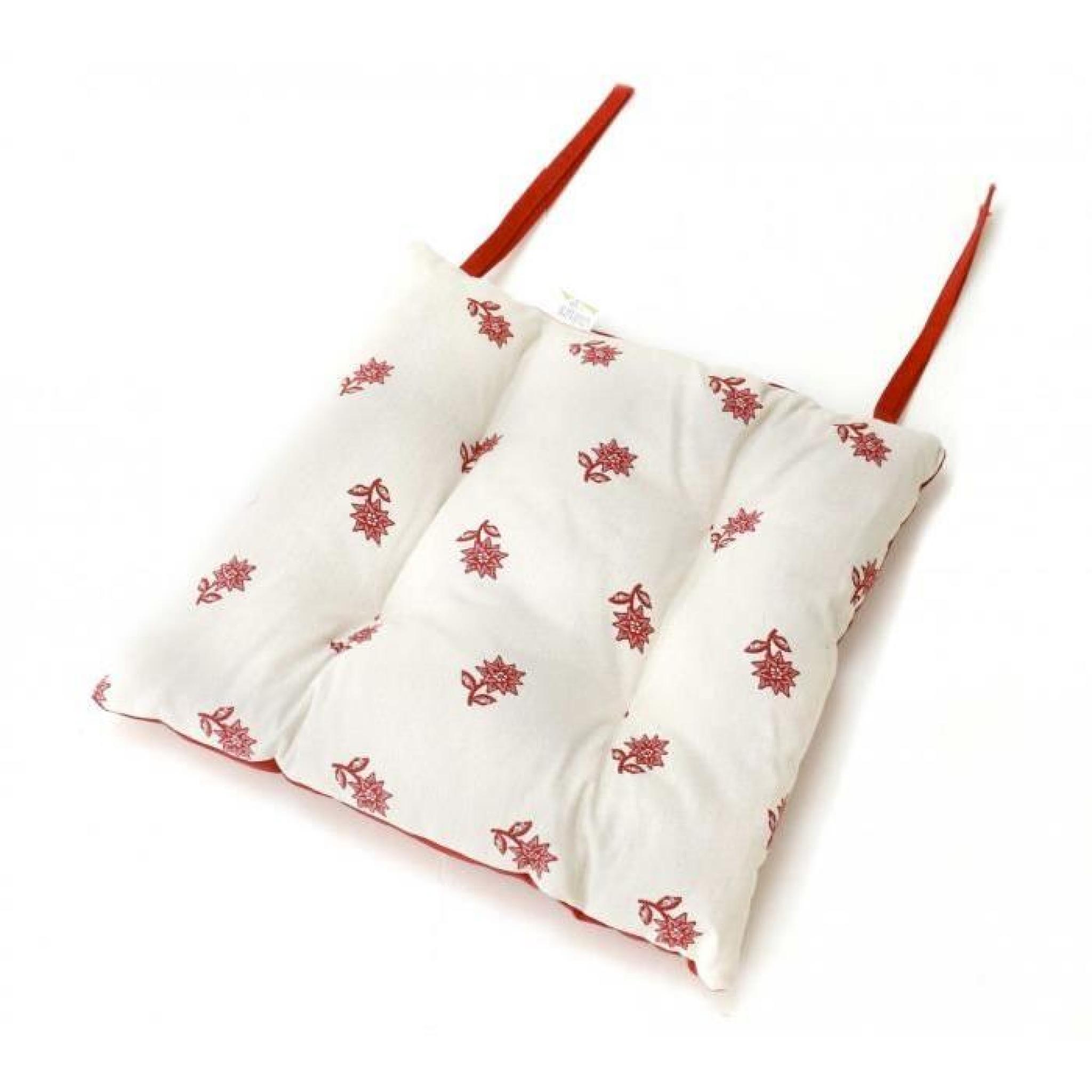 Galette de chaise style montagne Edelweiss blanc rouge Aspin