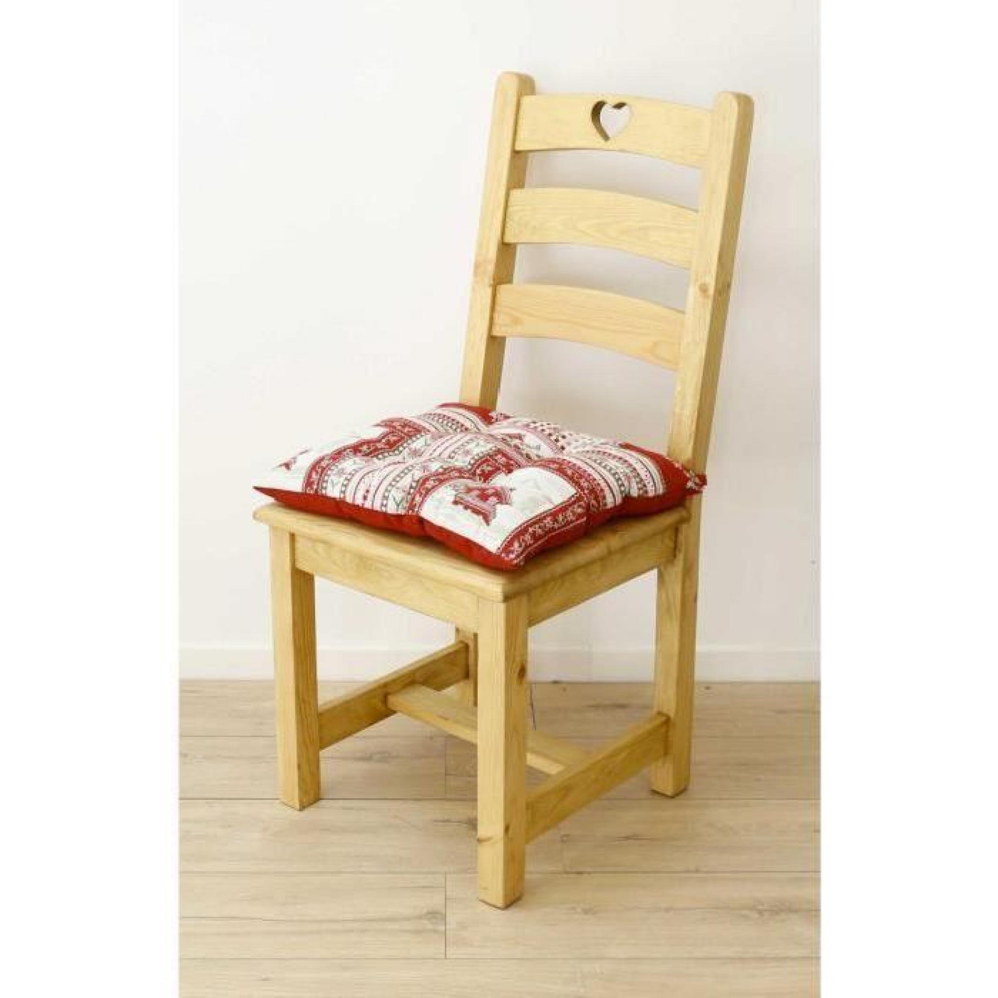 Galette de chaise style montagne Vanoise blanc rouge Aspin pas cher